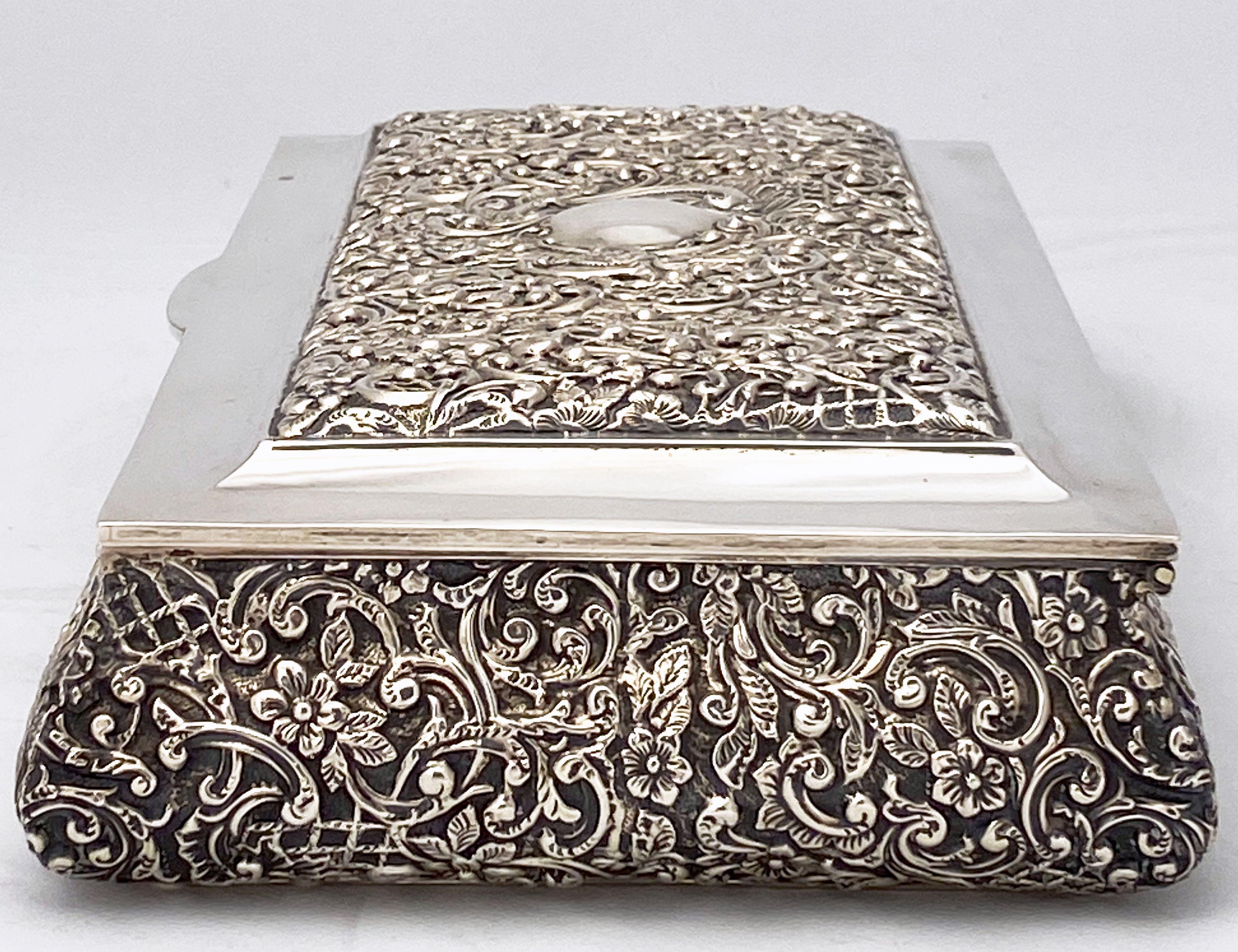 Large English Jewelry Box of Sterling Silver by Henry Matthews 9