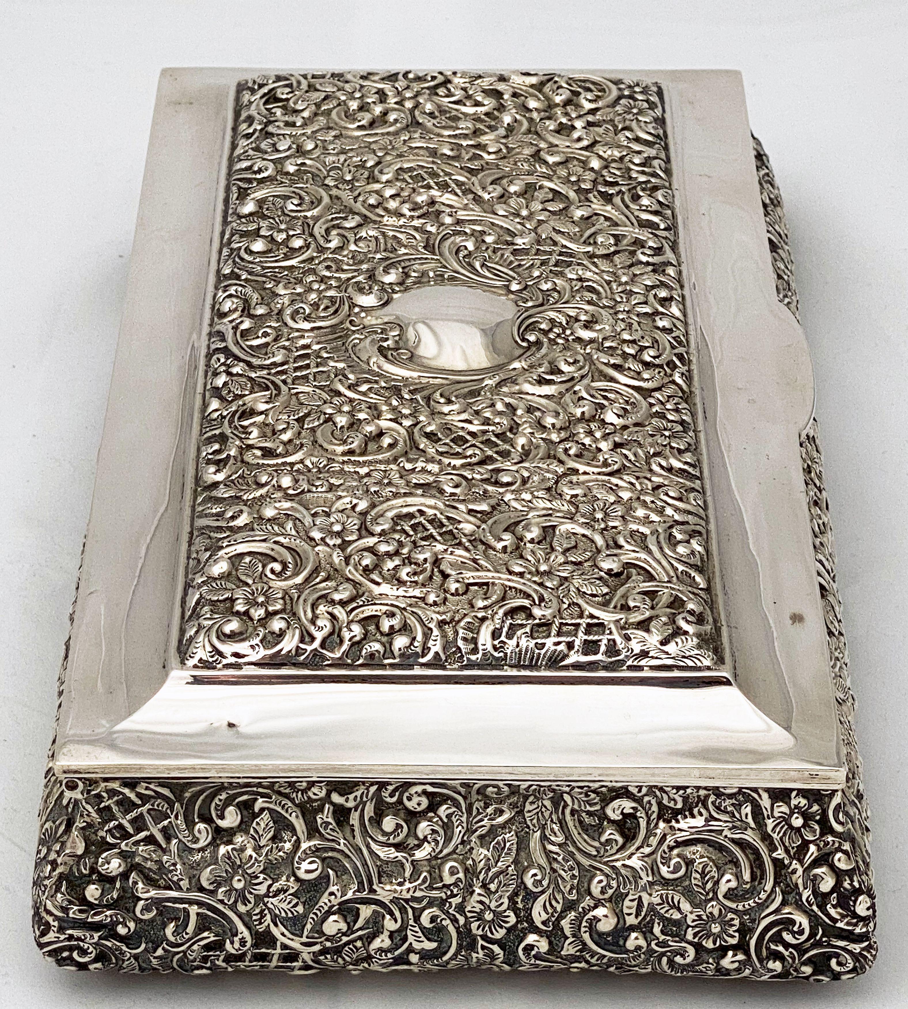 Large English Jewelry Box of Sterling Silver by Henry Matthews 10