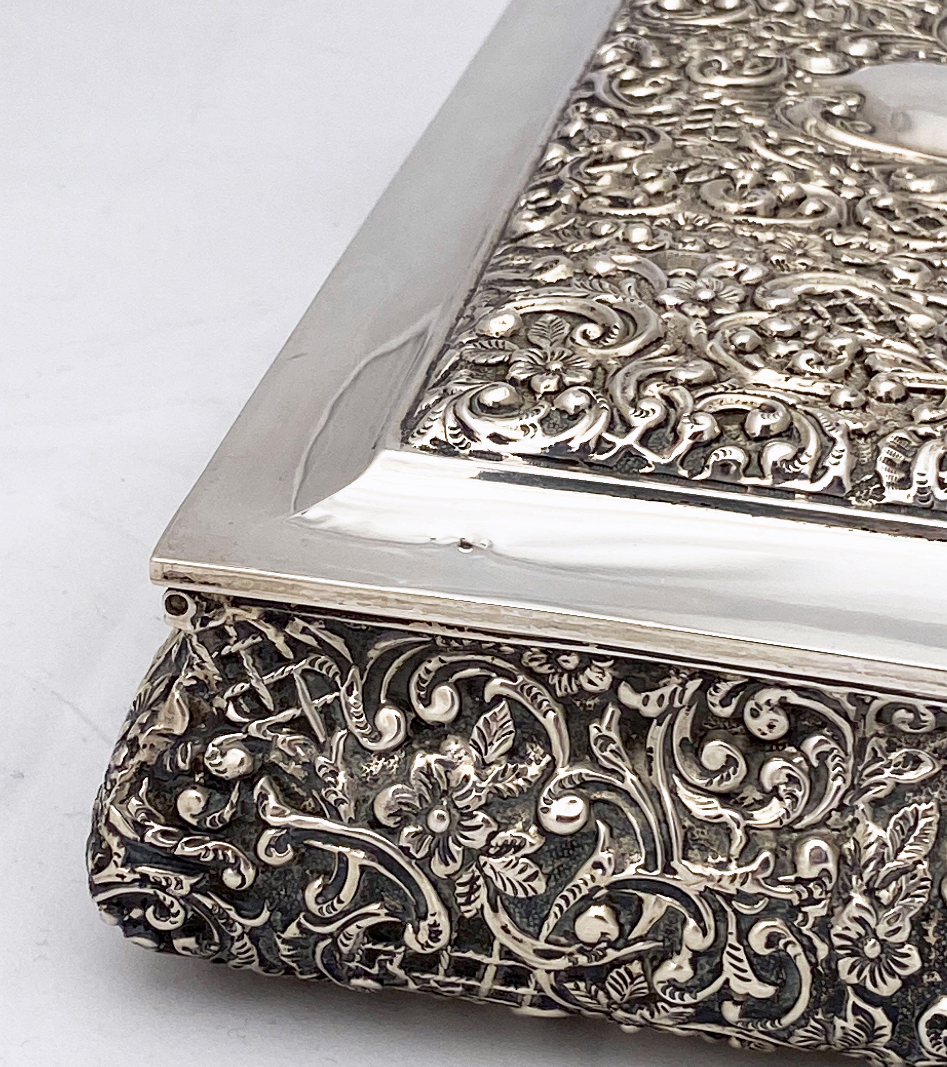 Large English Jewelry Box of Sterling Silver by Henry Matthews 11