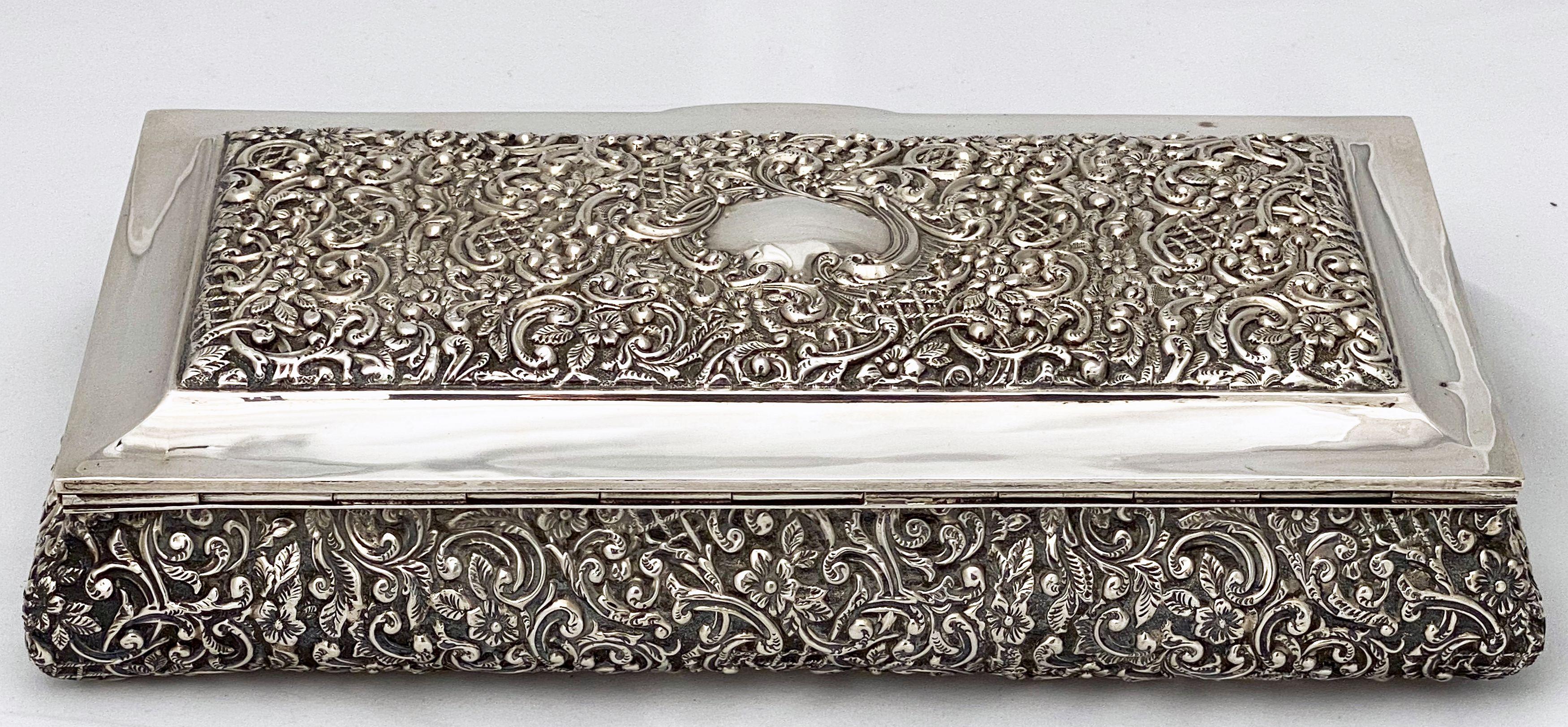 Large English Jewelry Box of Sterling Silver by Henry Matthews 12