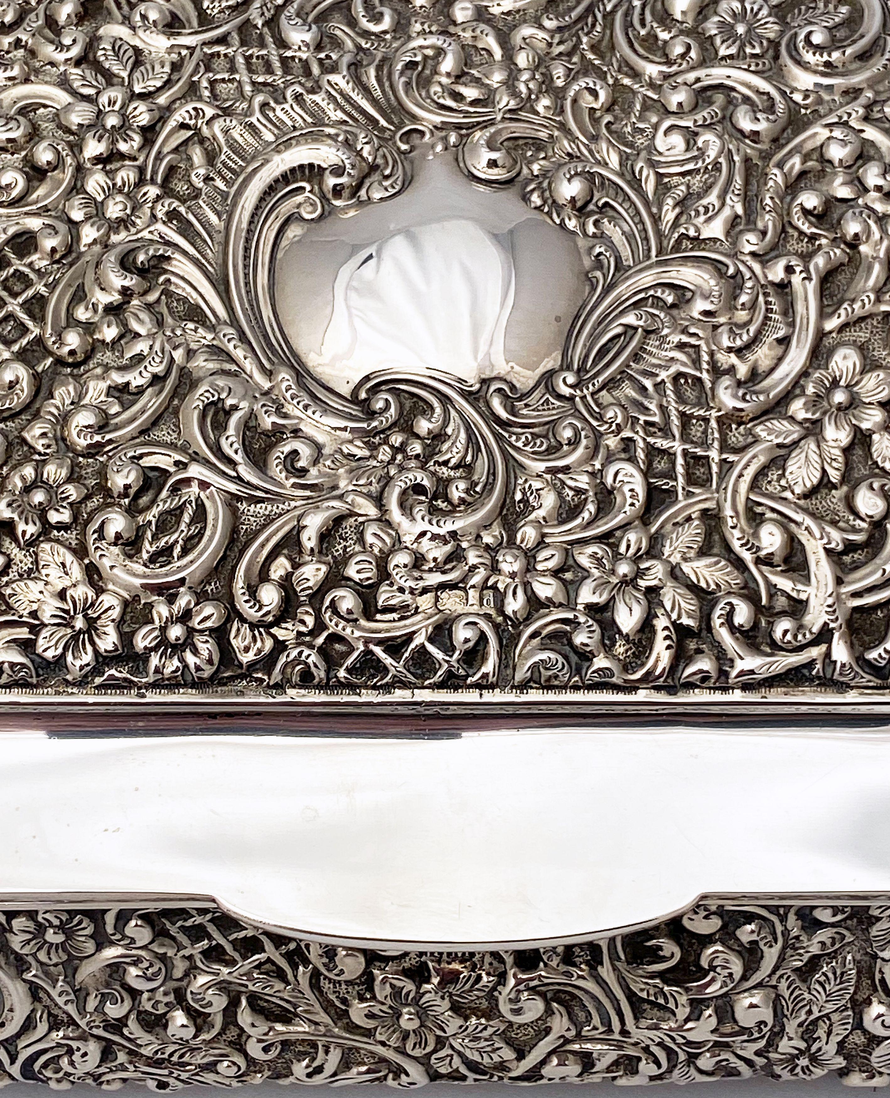 Large English Jewelry Box of Sterling Silver by Henry Matthews 13