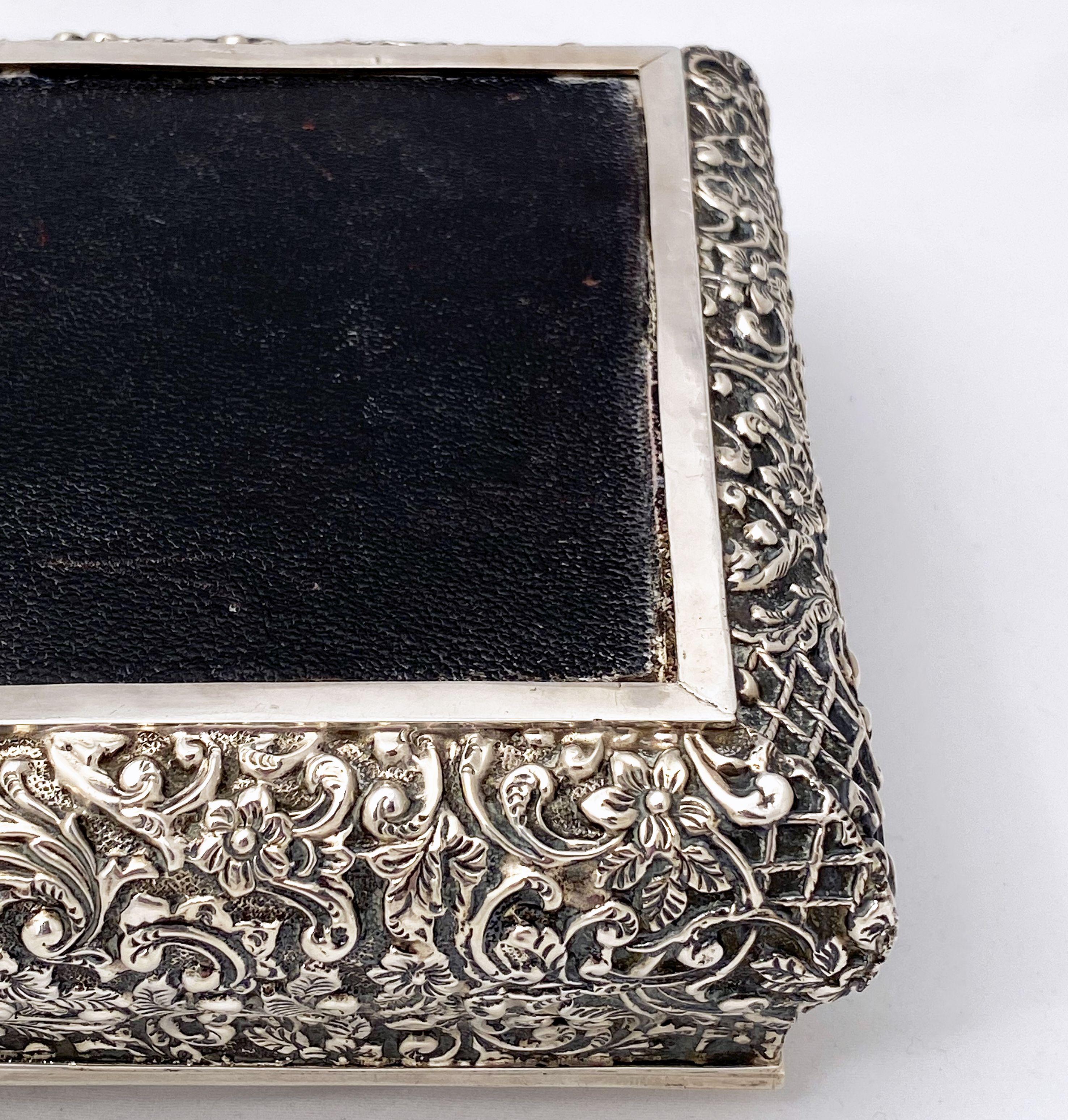 Large English Jewelry Box of Sterling Silver by Henry Matthews 14