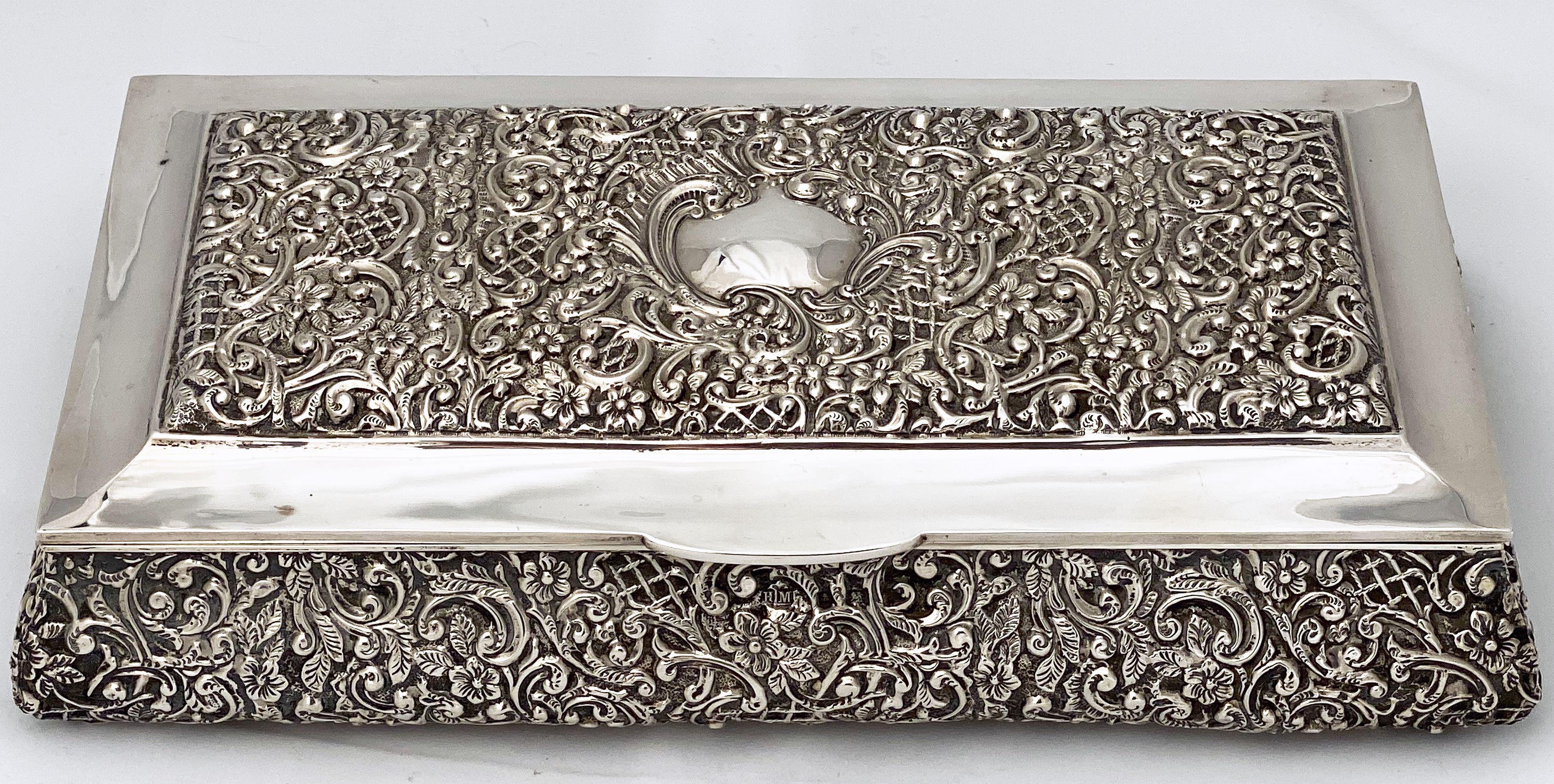 Metal Large English Jewelry Box of Sterling Silver by Henry Matthews