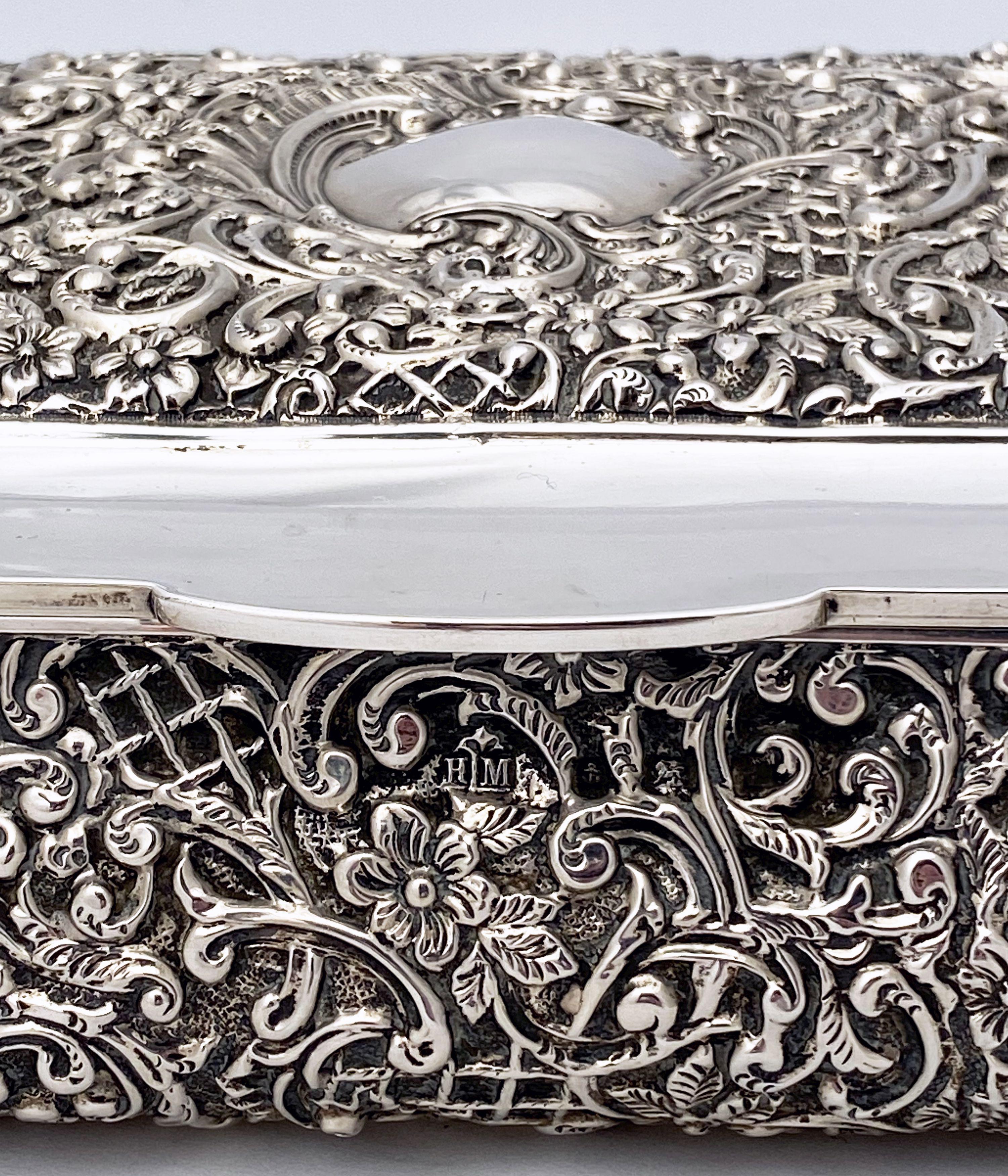 Large English Jewelry Box of Sterling Silver by Henry Matthews 2