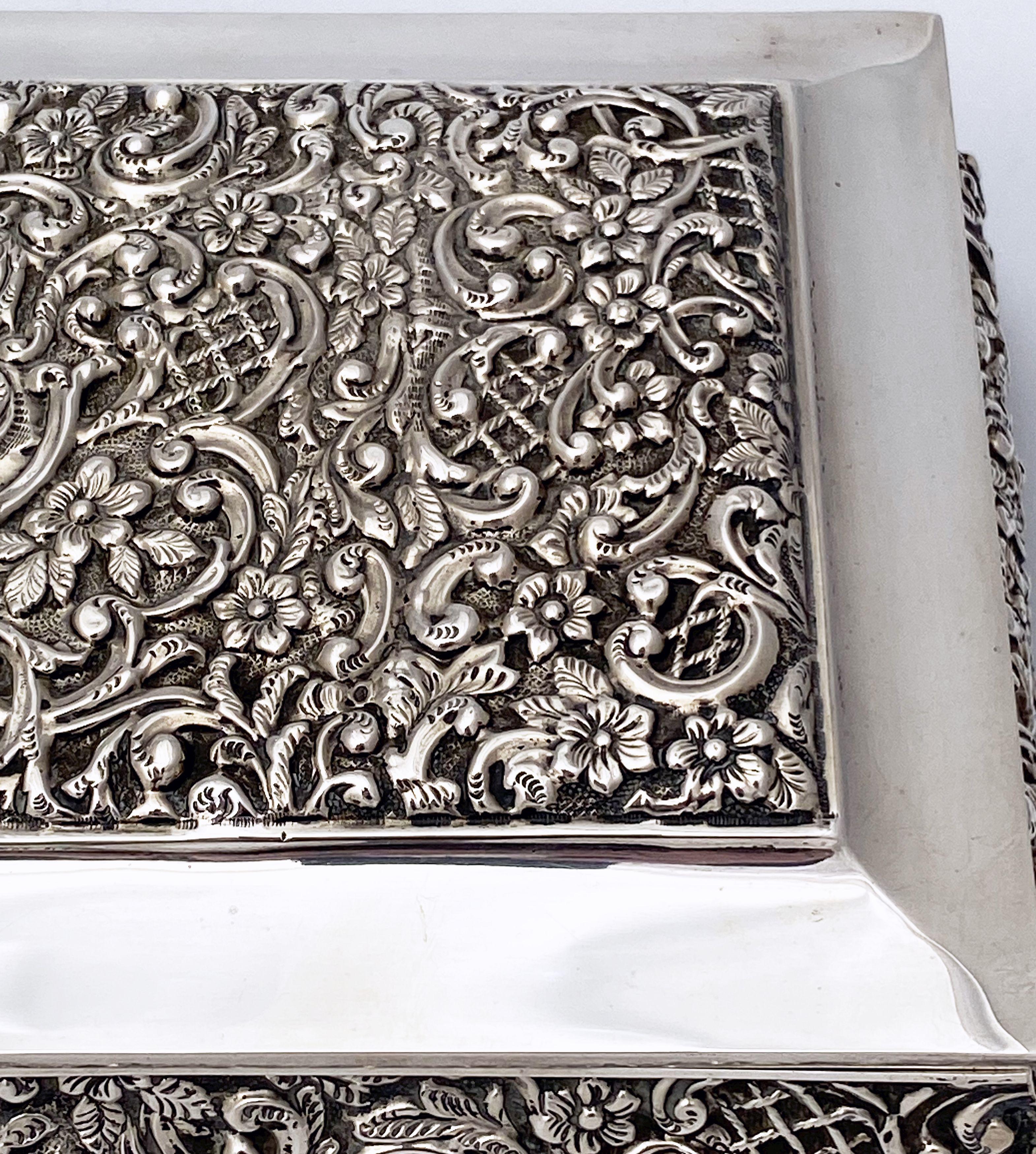 Large English Jewelry Box of Sterling Silver by Henry Matthews 3
