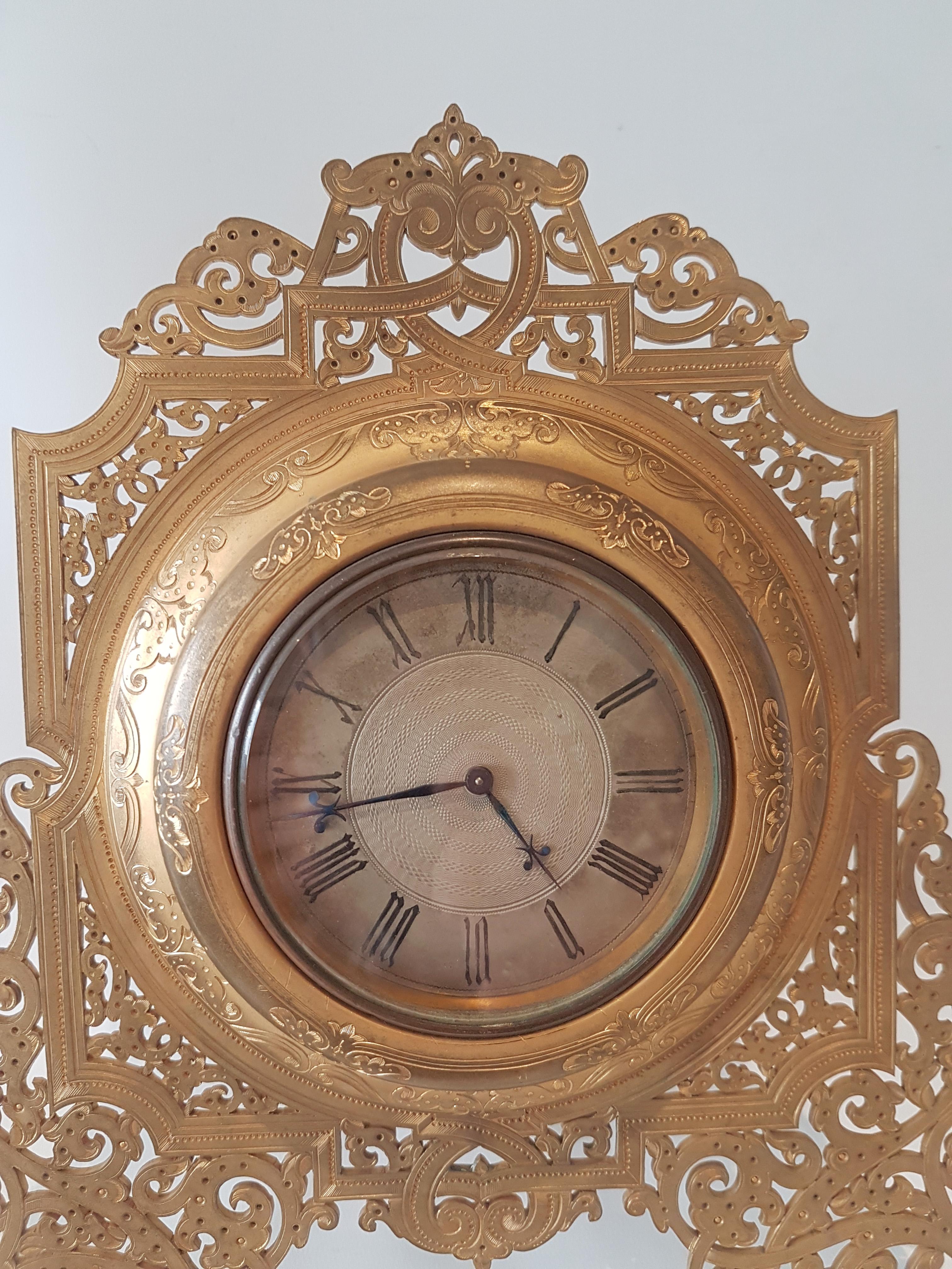 Mid-19th Century Large English Late 19th Century Ormolu Strut Clock in Manner of Cole For Sale