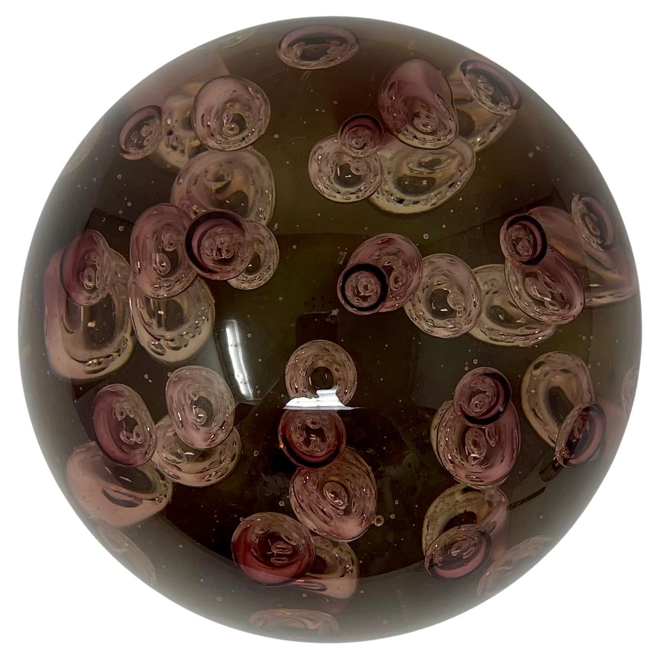 20th Century Large English Lavender Glass Paperweight For Sale