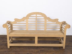 Large English Lutyens Style Bleached Teak Garden Bench, circa 1920