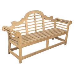 Large English Lutyens Style Bleached Teak Garden Bench, circa 1920