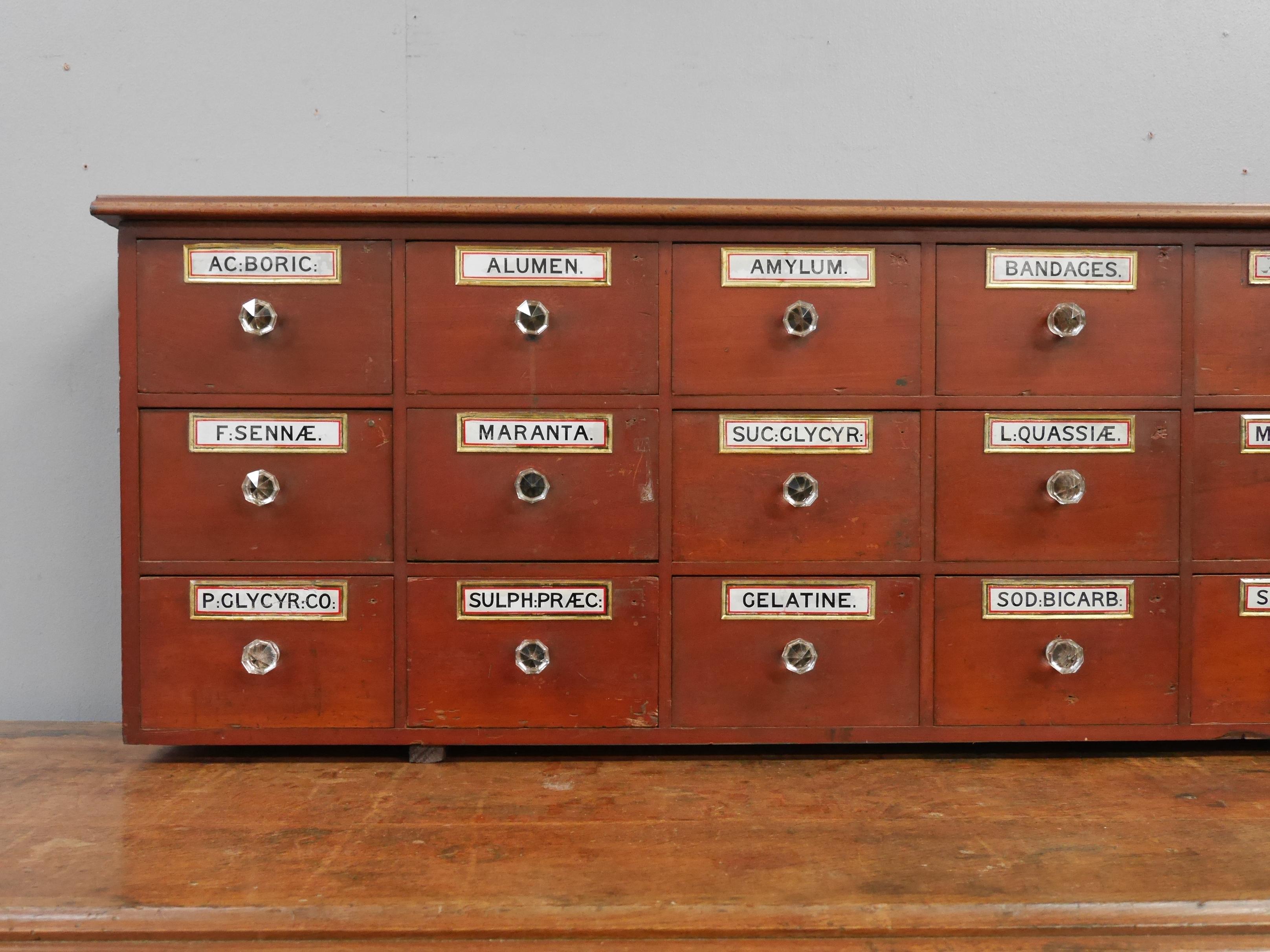 Large English Mahogany Apothecary Drawers c1890 In Good Condition For Sale In Downham Market, GB