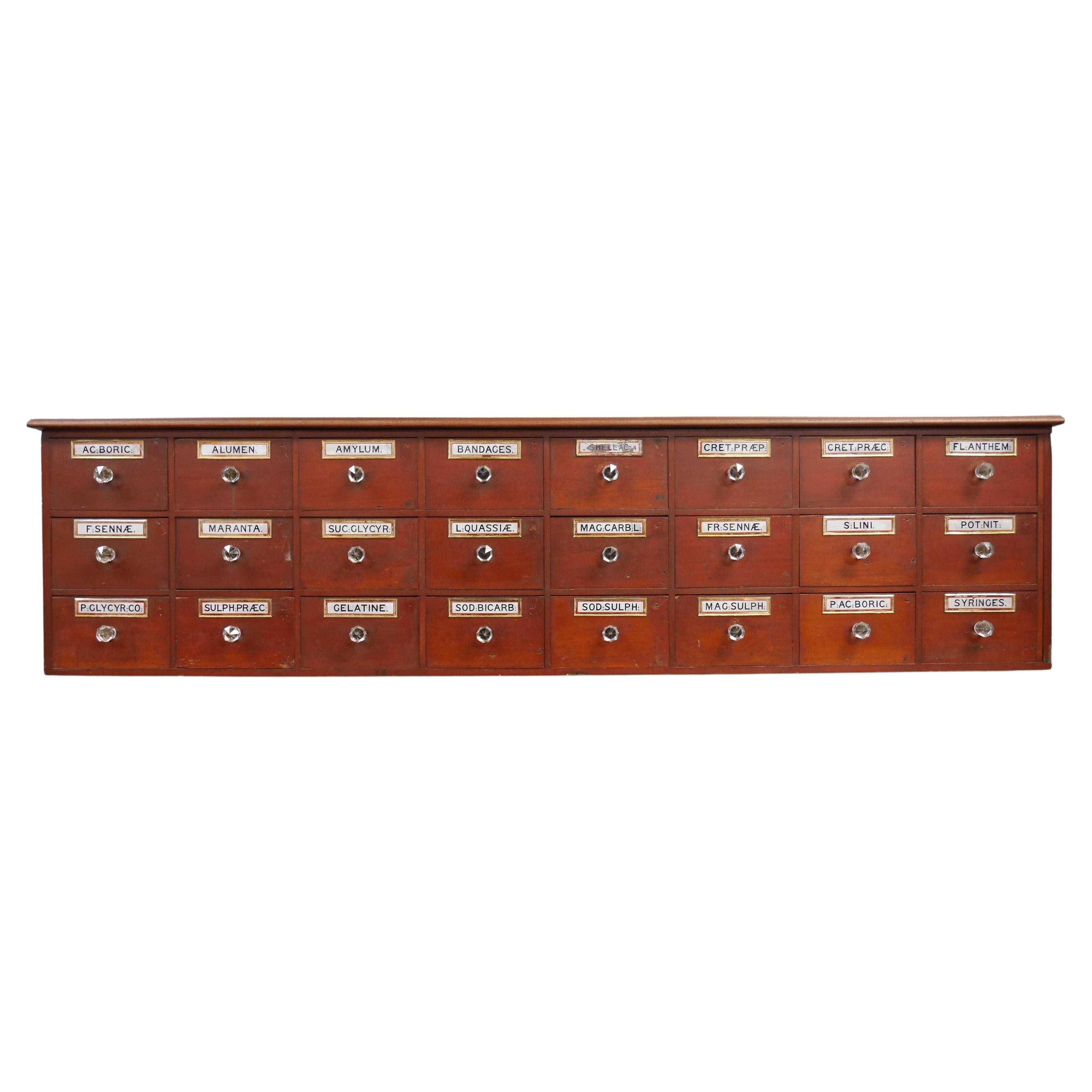 Large English Mahogany Apothecary Drawers c1890 For Sale