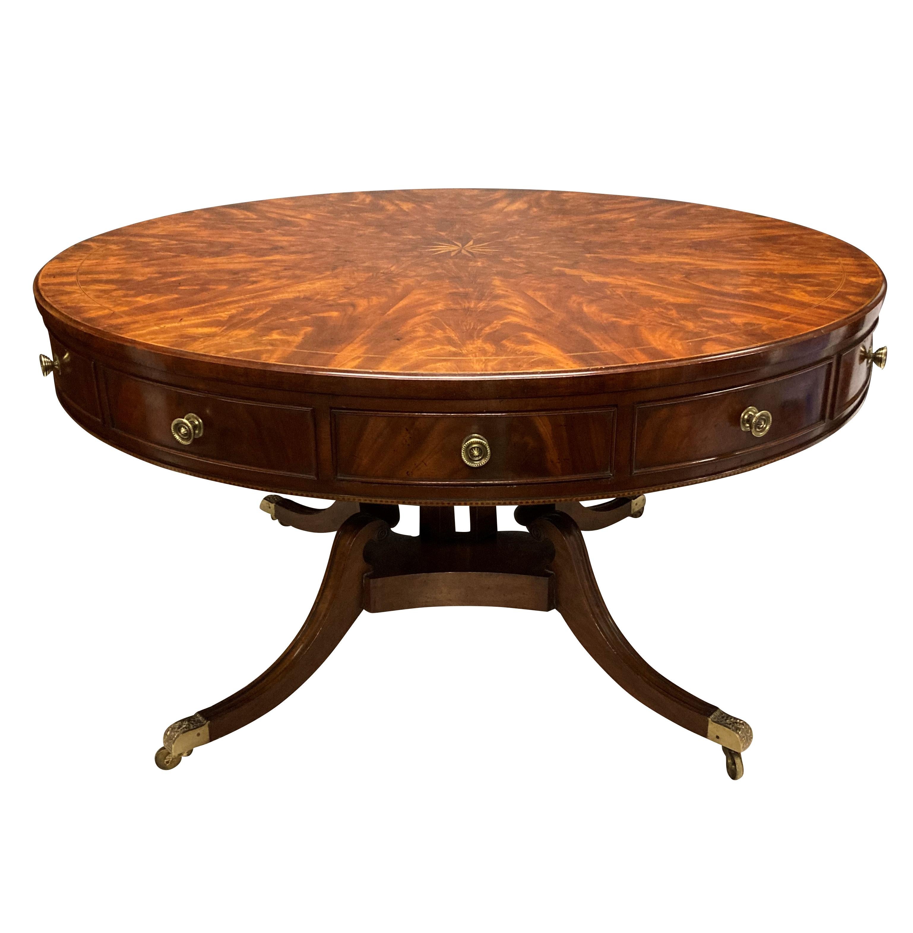 Large English Mahogany Drum Table For Sale 5