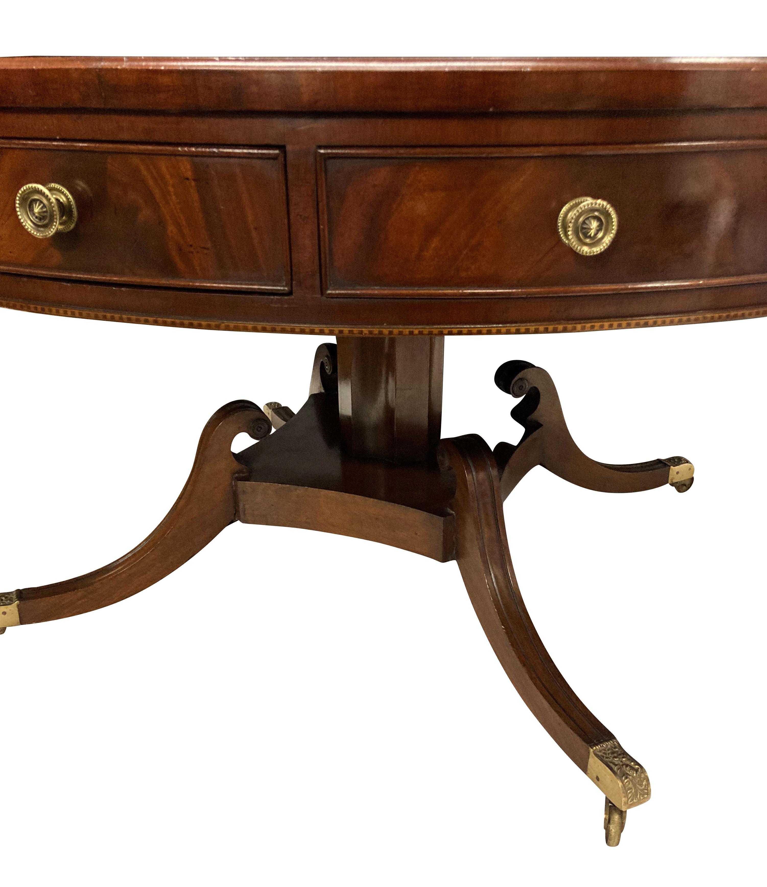 Large English Mahogany Drum Table For Sale 4