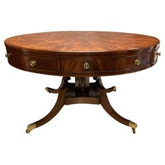 Used Large English Mahogany Drum Table