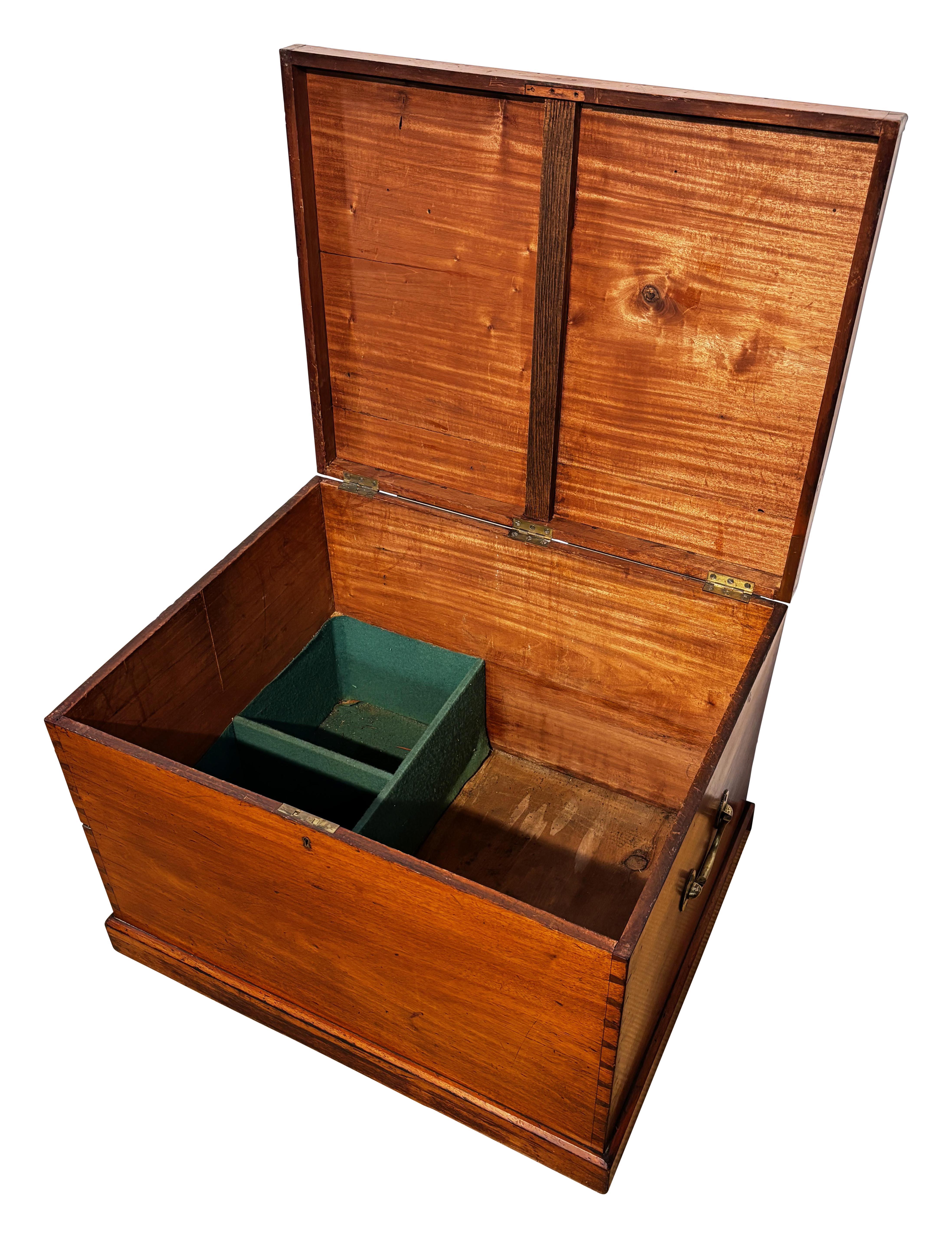 20th Century Large English Mahogany Silverware Flatware / Collectors Trunk Circa 1900 For Sale