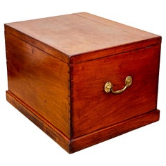 Large English Mahogany Silverware Flatware / Collectors Trunk Circa 1900