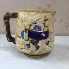 Large English Majolica Japonese Style Pitcher, circa 1880