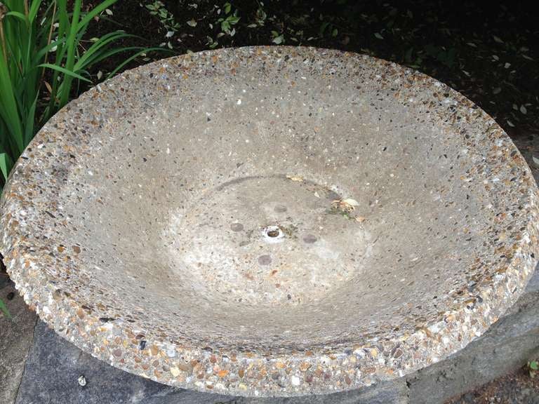 British Large English Mid-Century Modern Cast Stone Bowl Planter For Sale