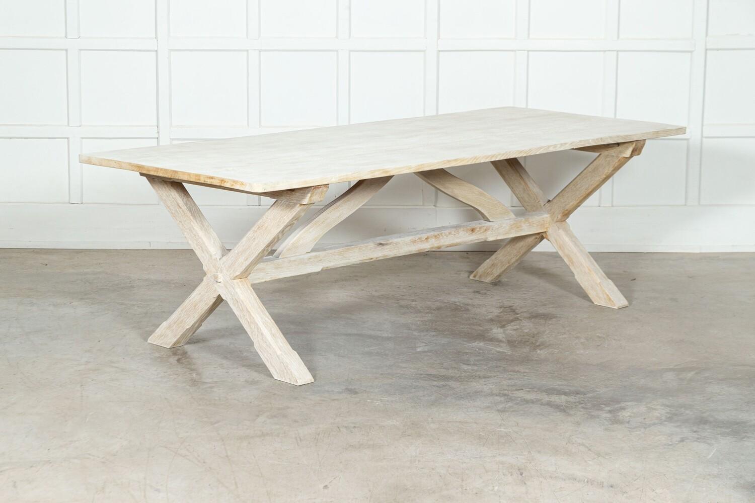 Large English MidC Bleached Oak X Frame Refectory Table For Sale 4