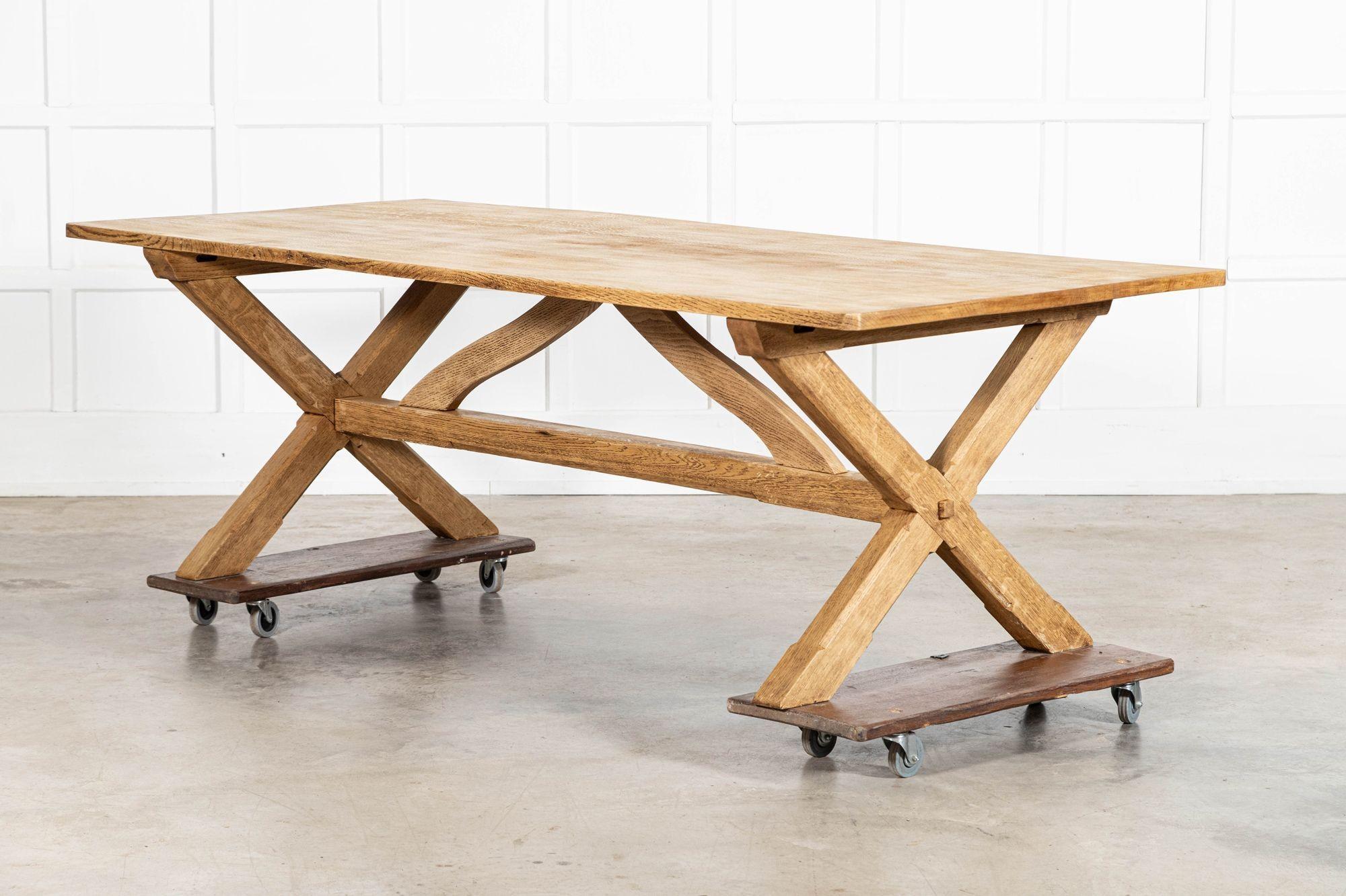 Large English MidC Oak X Frame Refectory Table For Sale 6