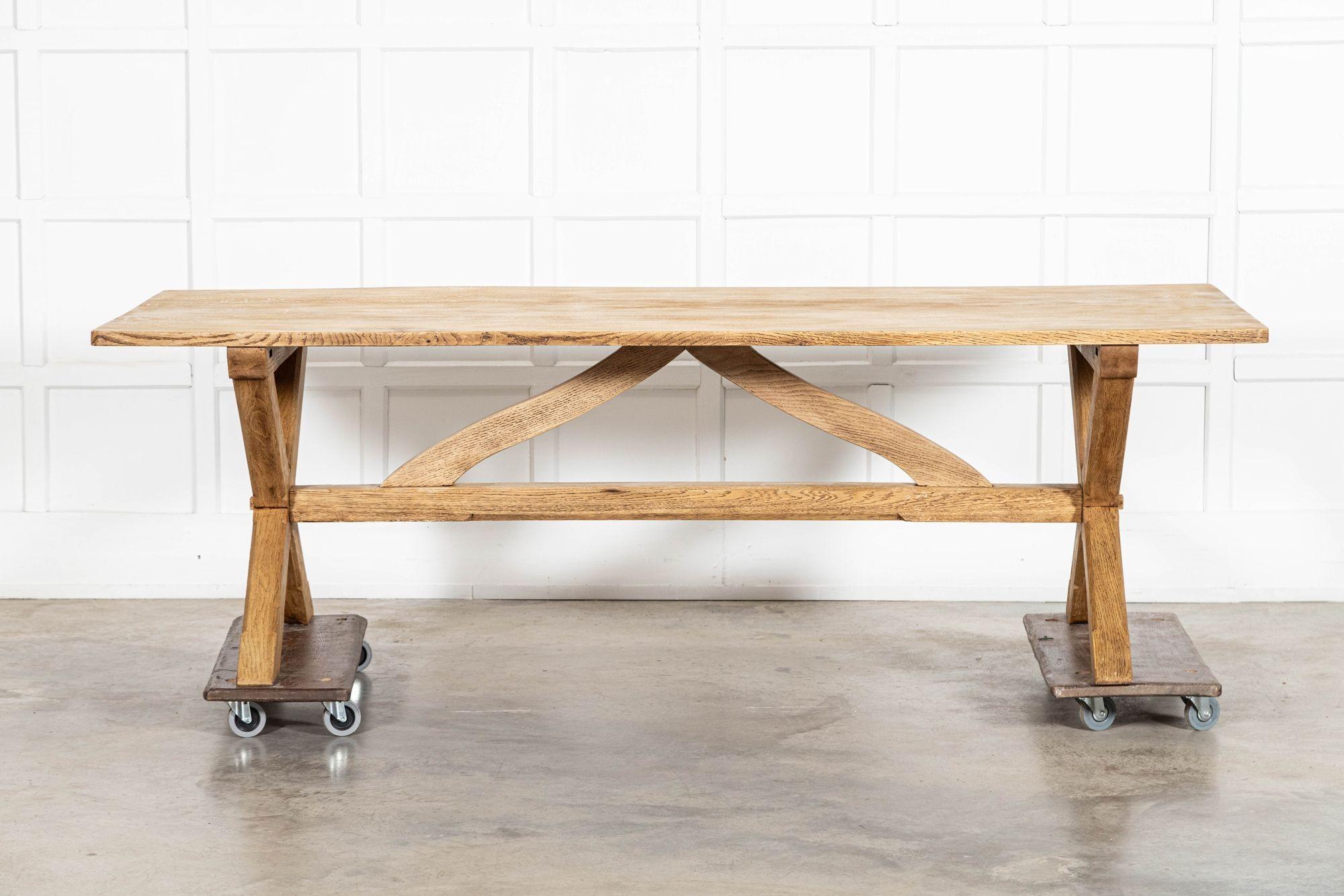 Large English MidC Oak X Frame Refectory Table For Sale 7