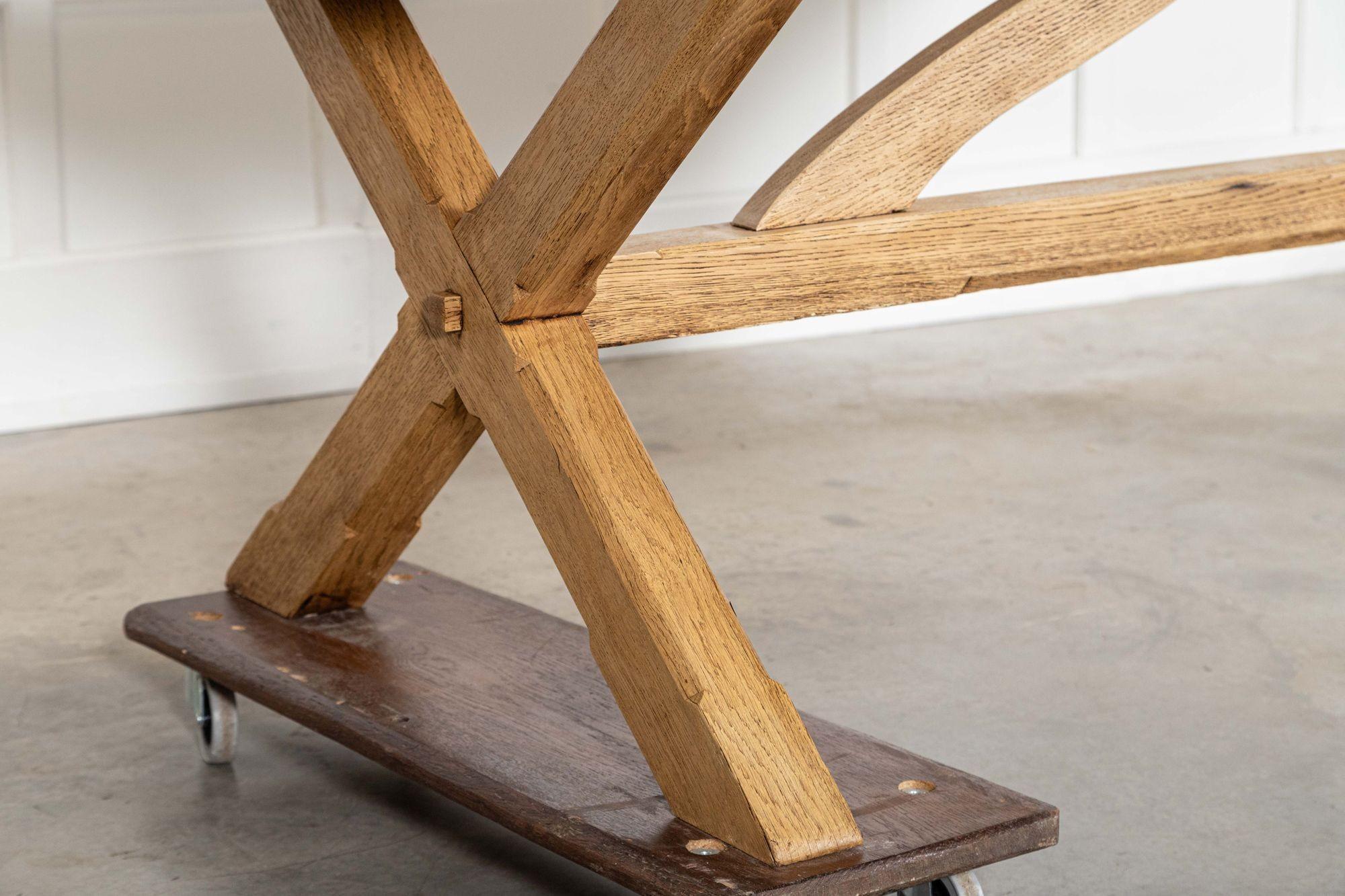 Large English MidC Oak X Frame Refectory Table For Sale 8