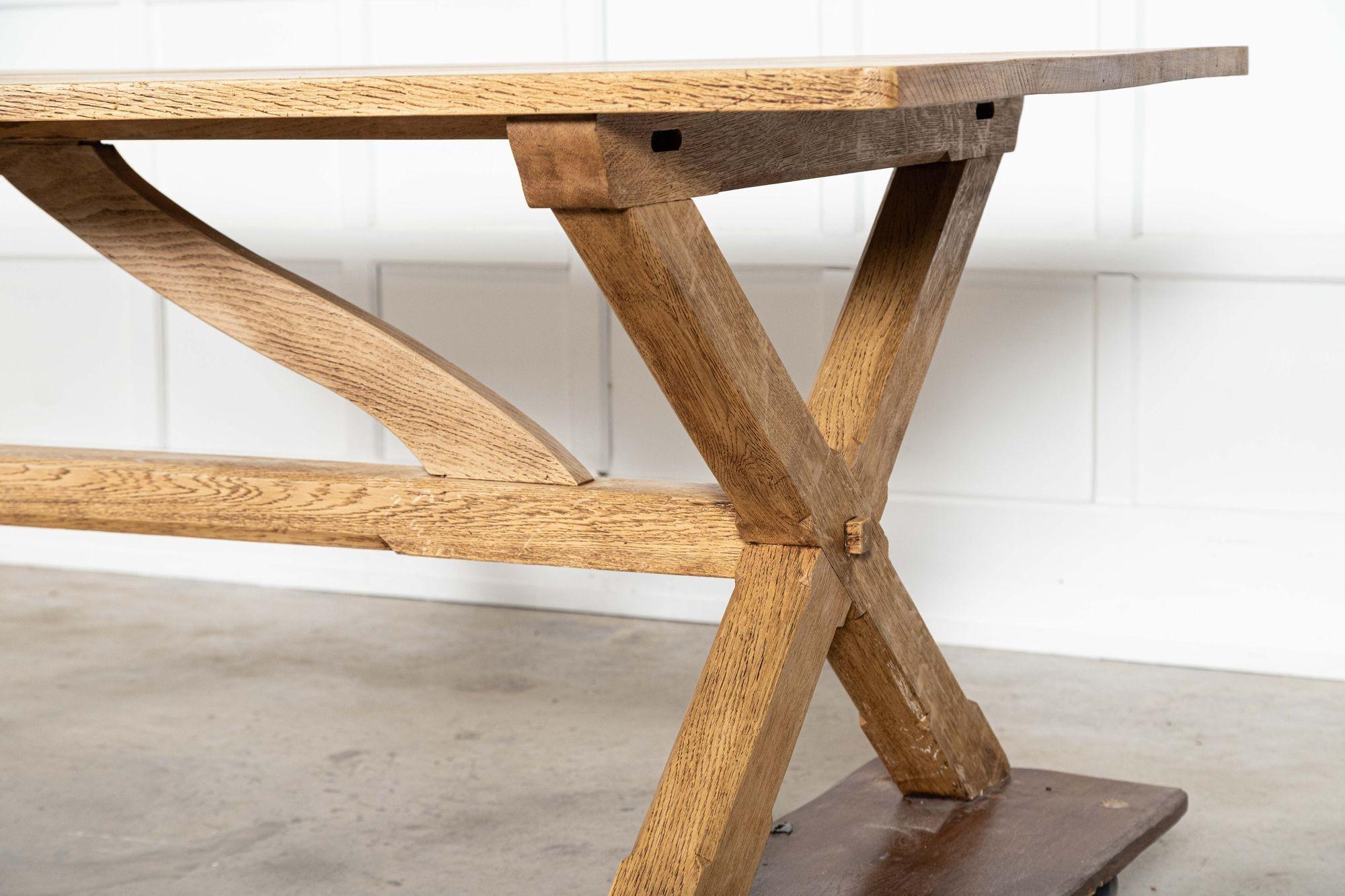 Large English MidC Oak X Frame Refectory Table For Sale 9