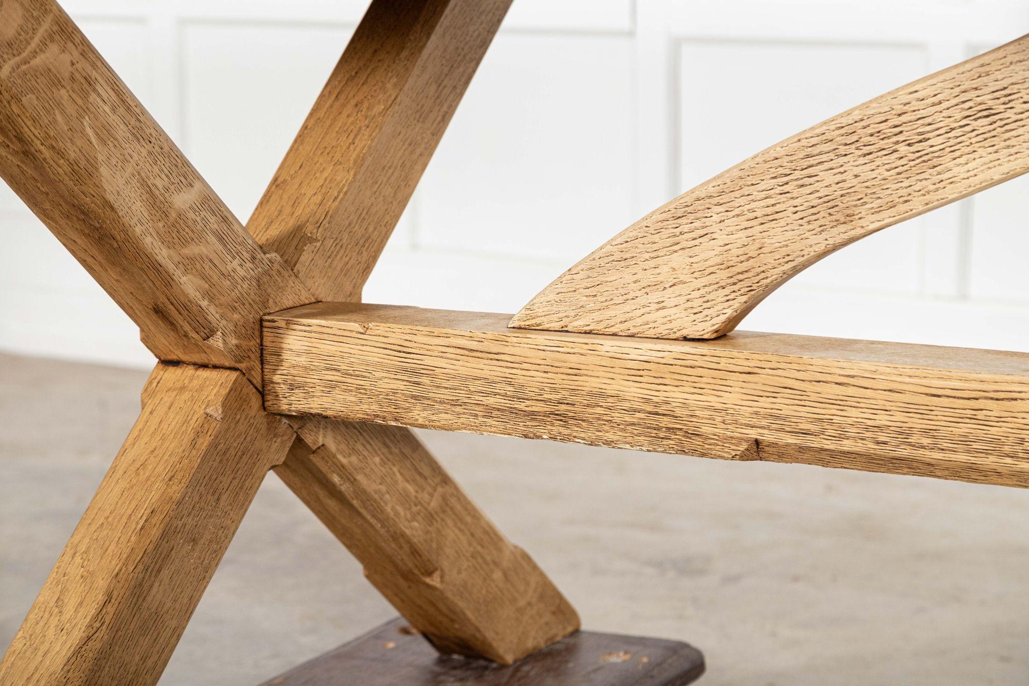 Large English MidC Oak X Frame Refectory Table For Sale 10