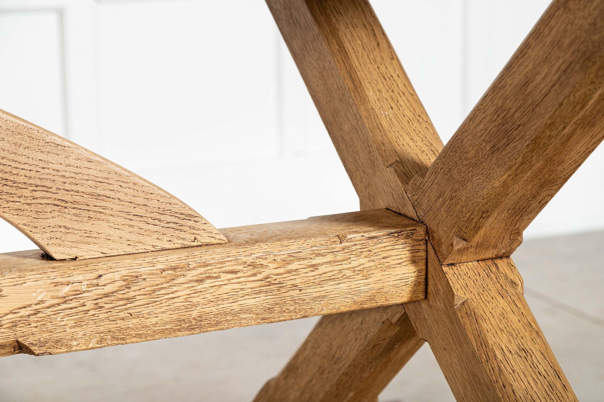 Large English MidC Oak X Frame Refectory Table For Sale 11