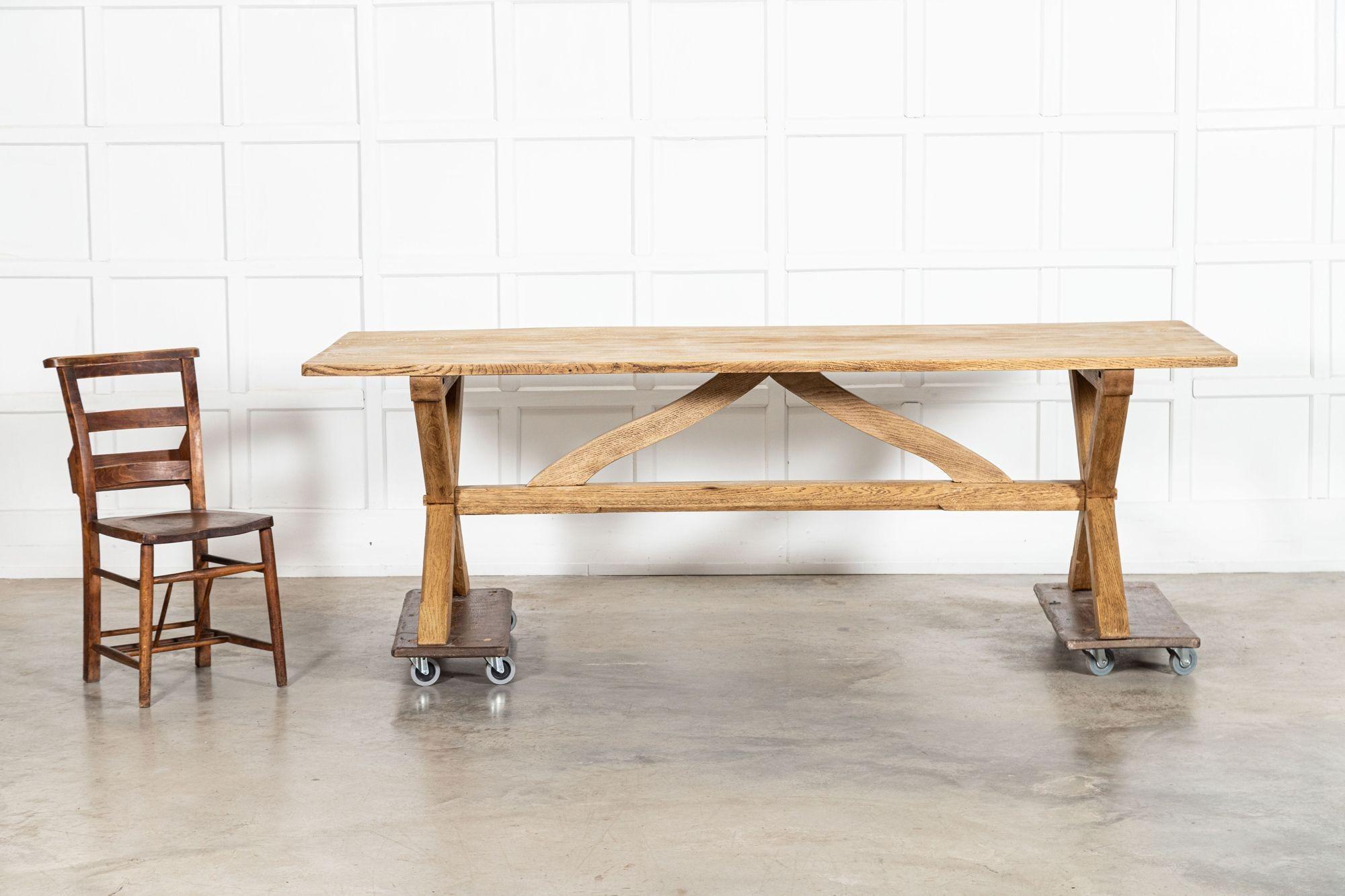 Large English MidC Oak X Frame Refectory Table In Good Condition For Sale In Staffordshire, GB