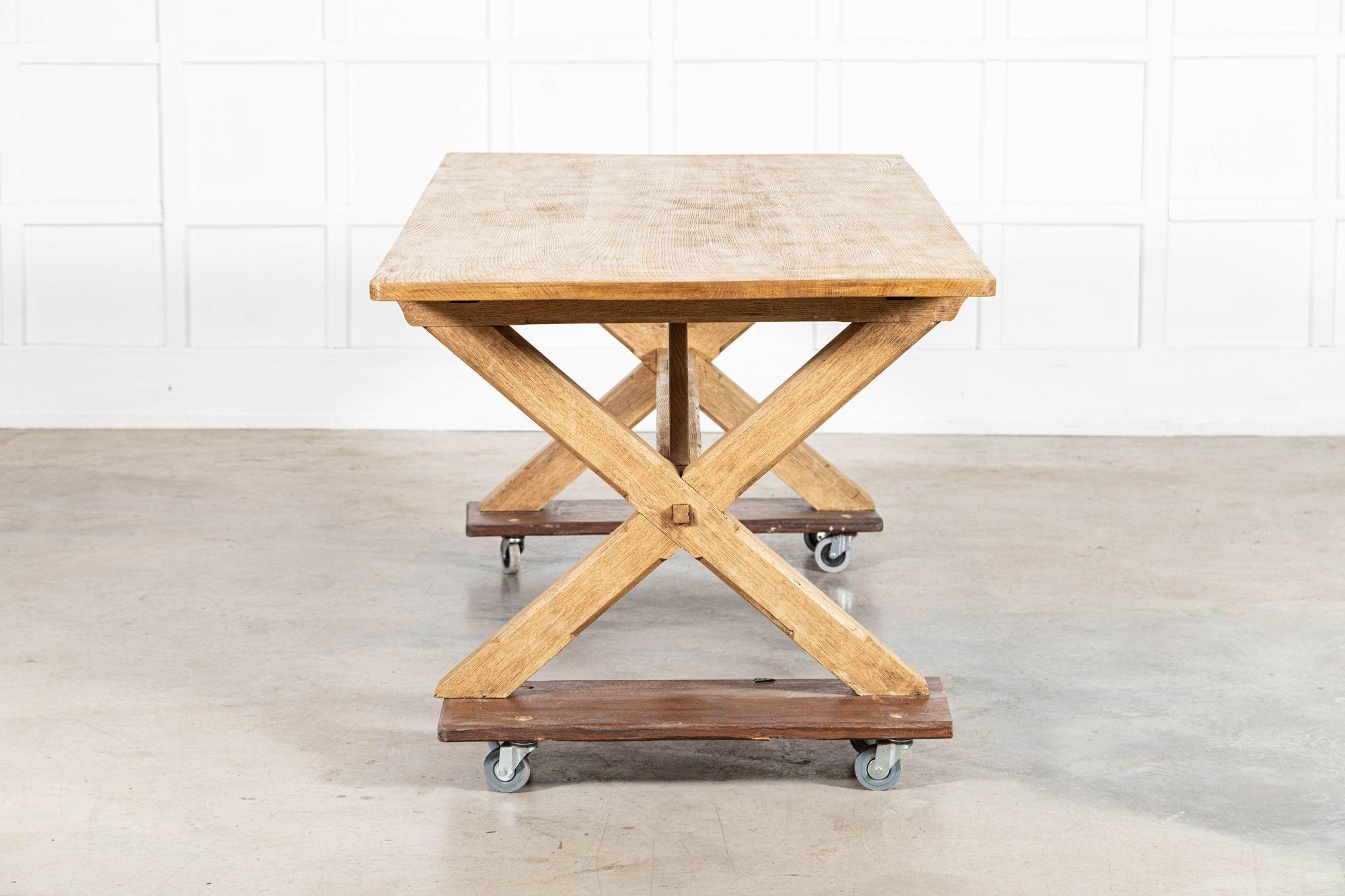 Large English MidC Oak X Frame Refectory Table For Sale 3