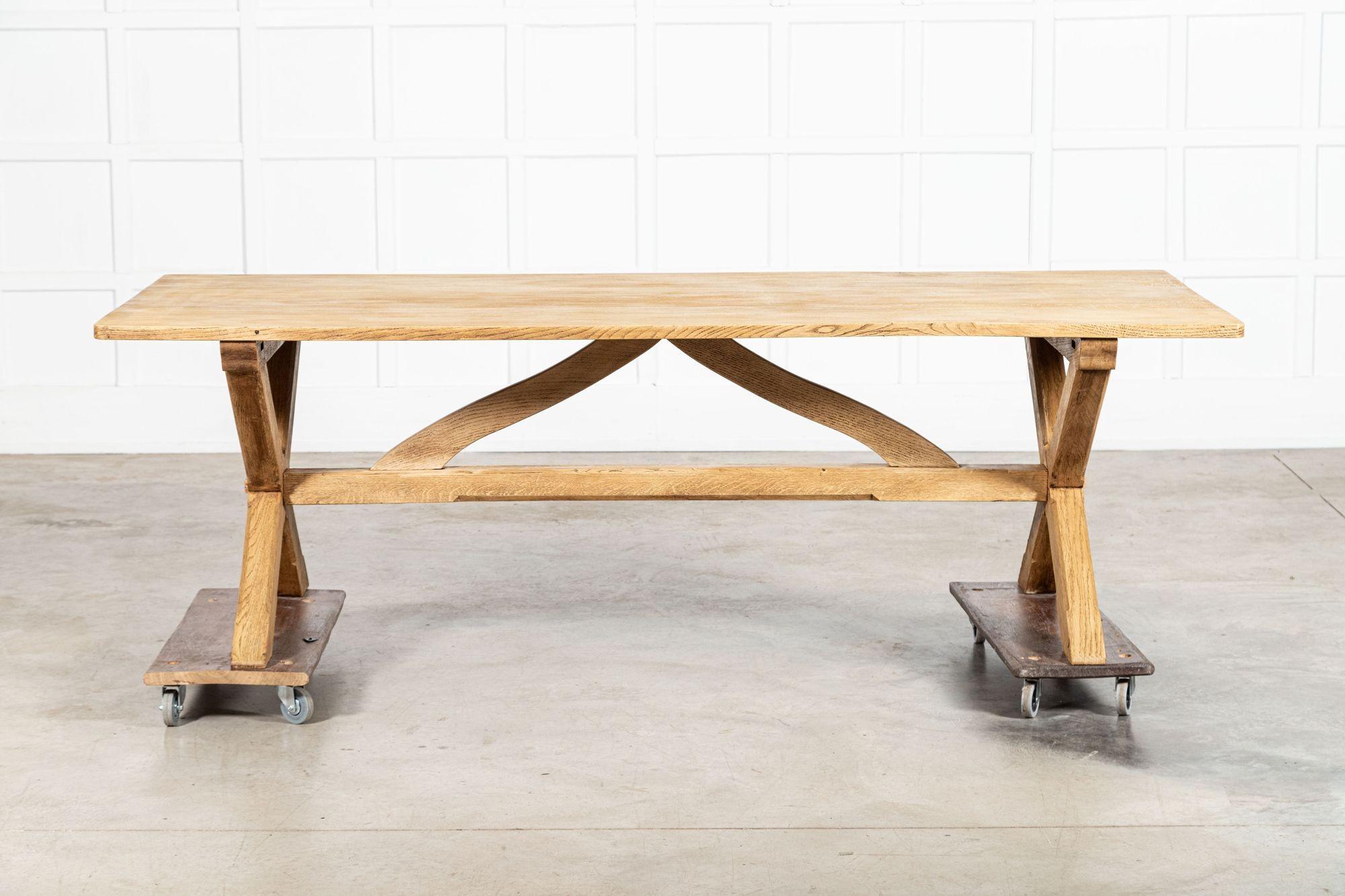 Large English MidC Oak X Frame Refectory Table For Sale 4