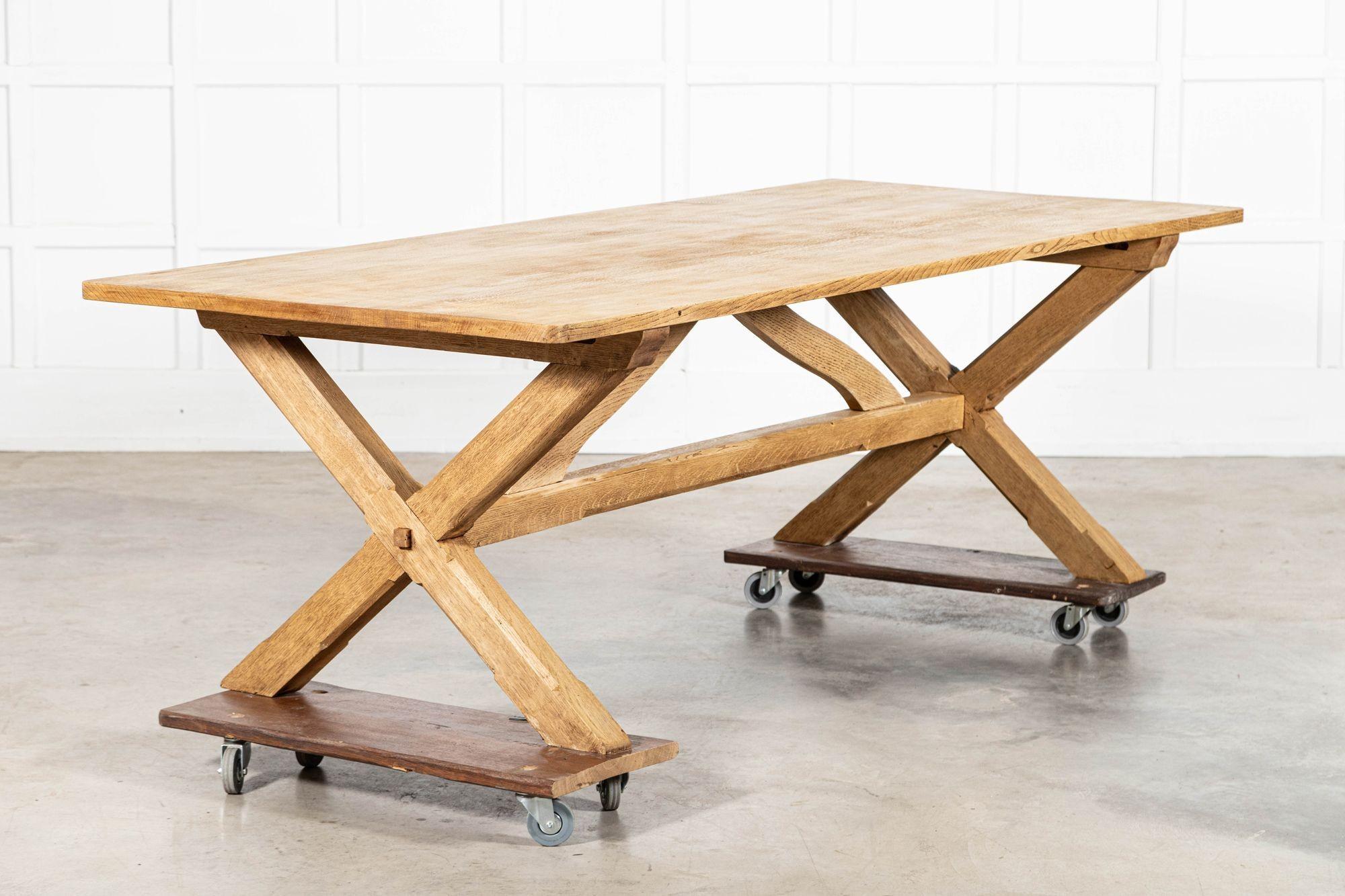 Large English MidC Oak X Frame Refectory Table For Sale 5