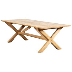Large English MidC Oak X Frame Refectory Table
