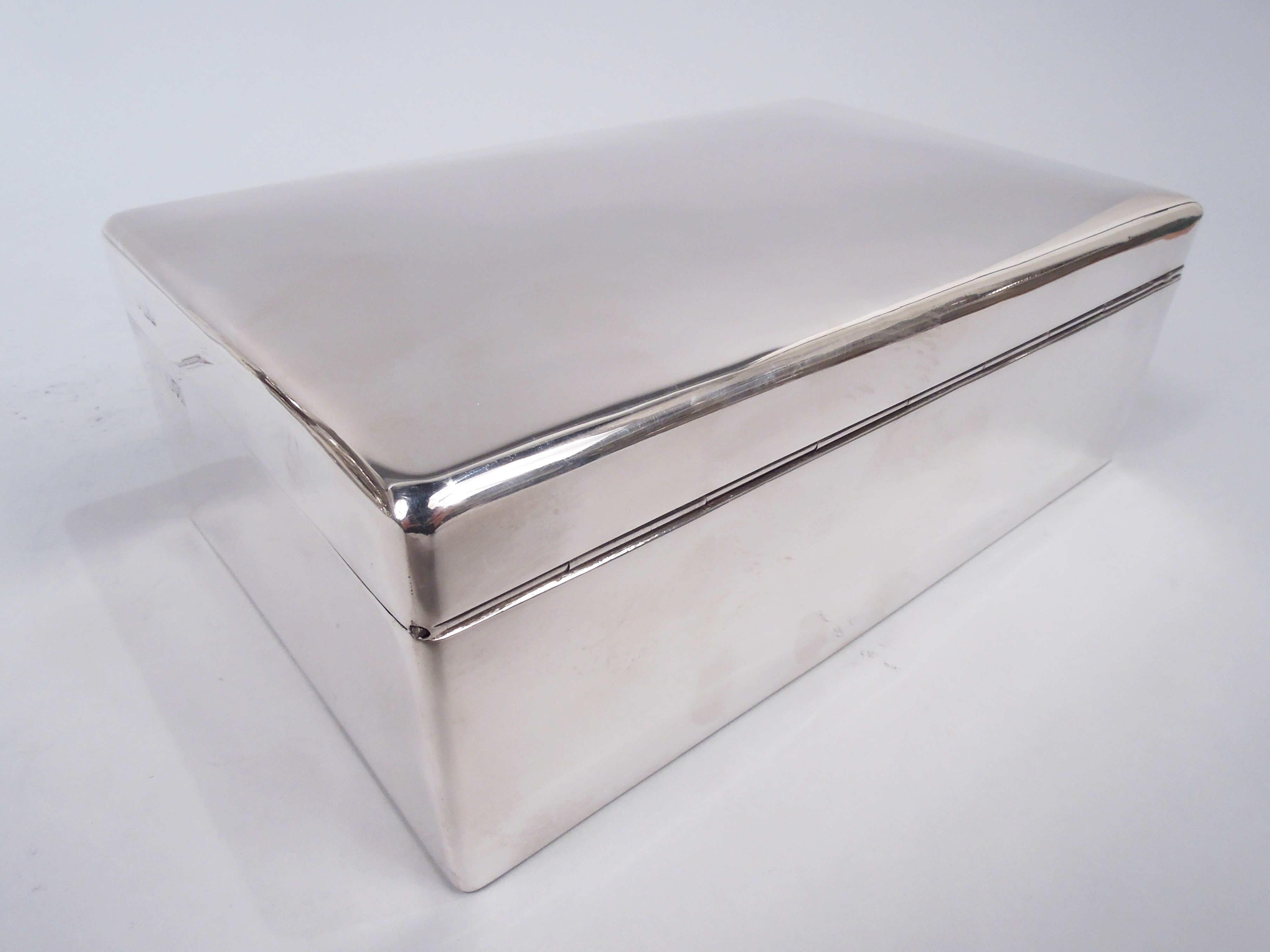 British Large English Modern Sterling Silver Box, 1914 For Sale