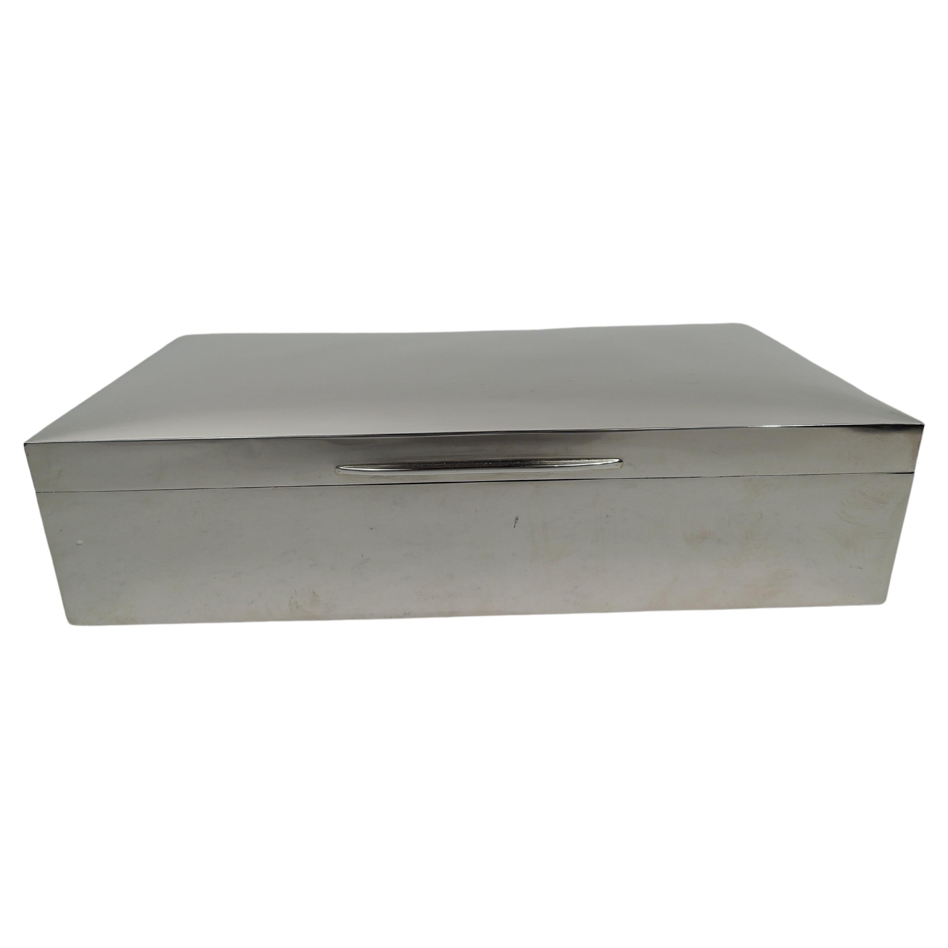 Large English Modern Sterling Silver Box  For Sale