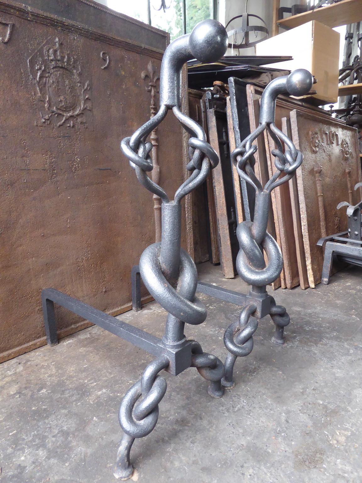 Large English Modernist Firedogs or Andirons 3