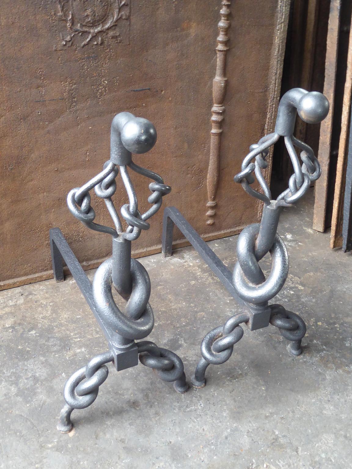 Large English Modernist Firedogs or Andirons 5