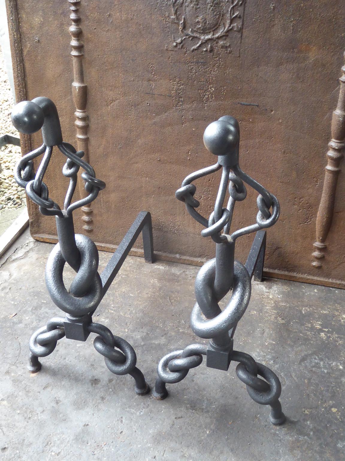 Large English Modernist Firedogs or Andirons 6