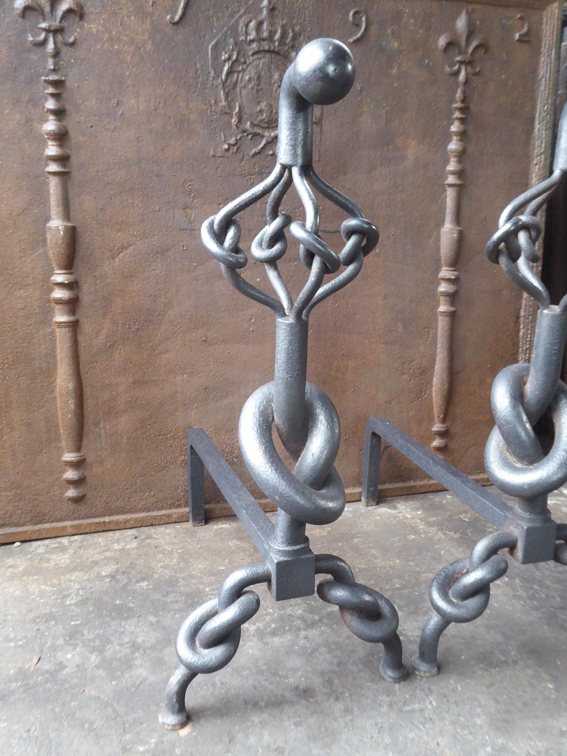 Large English Modernist Firedogs or Andirons In Good Condition In Amerongen, NL