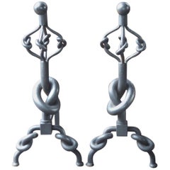 Large English Modernist Firedogs or Andirons