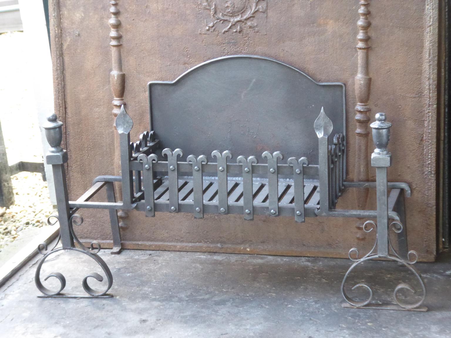 Gothic Revival Large English Neo Gothic Fireplace Grate, Fire Grate