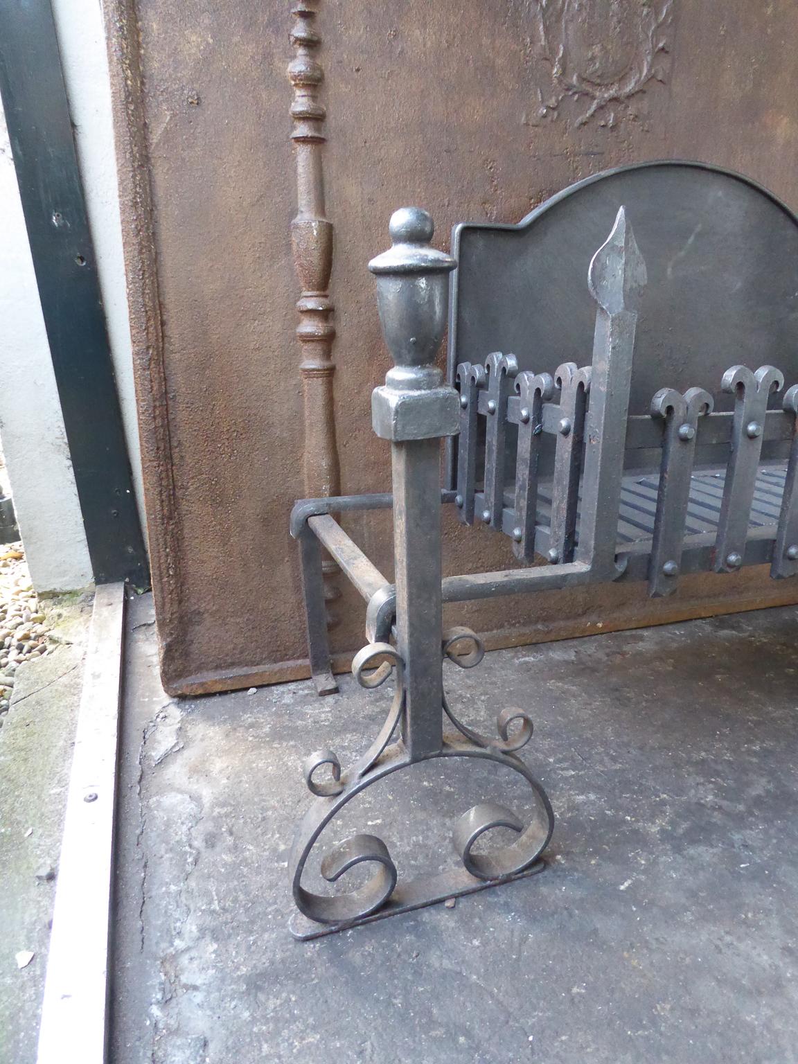 20th Century Large English Neo Gothic Fireplace Grate, Fire Grate