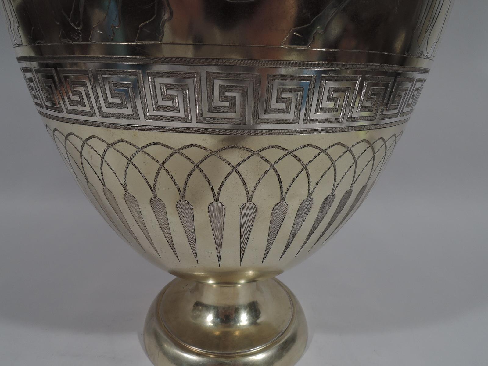 Large English Neo-Grec Gilt Sterling Silver Amphora Trophy Cup 5