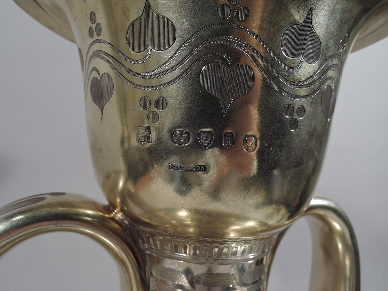 Large English Neo-Grec Gilt Sterling Silver Amphora Trophy Cup 7