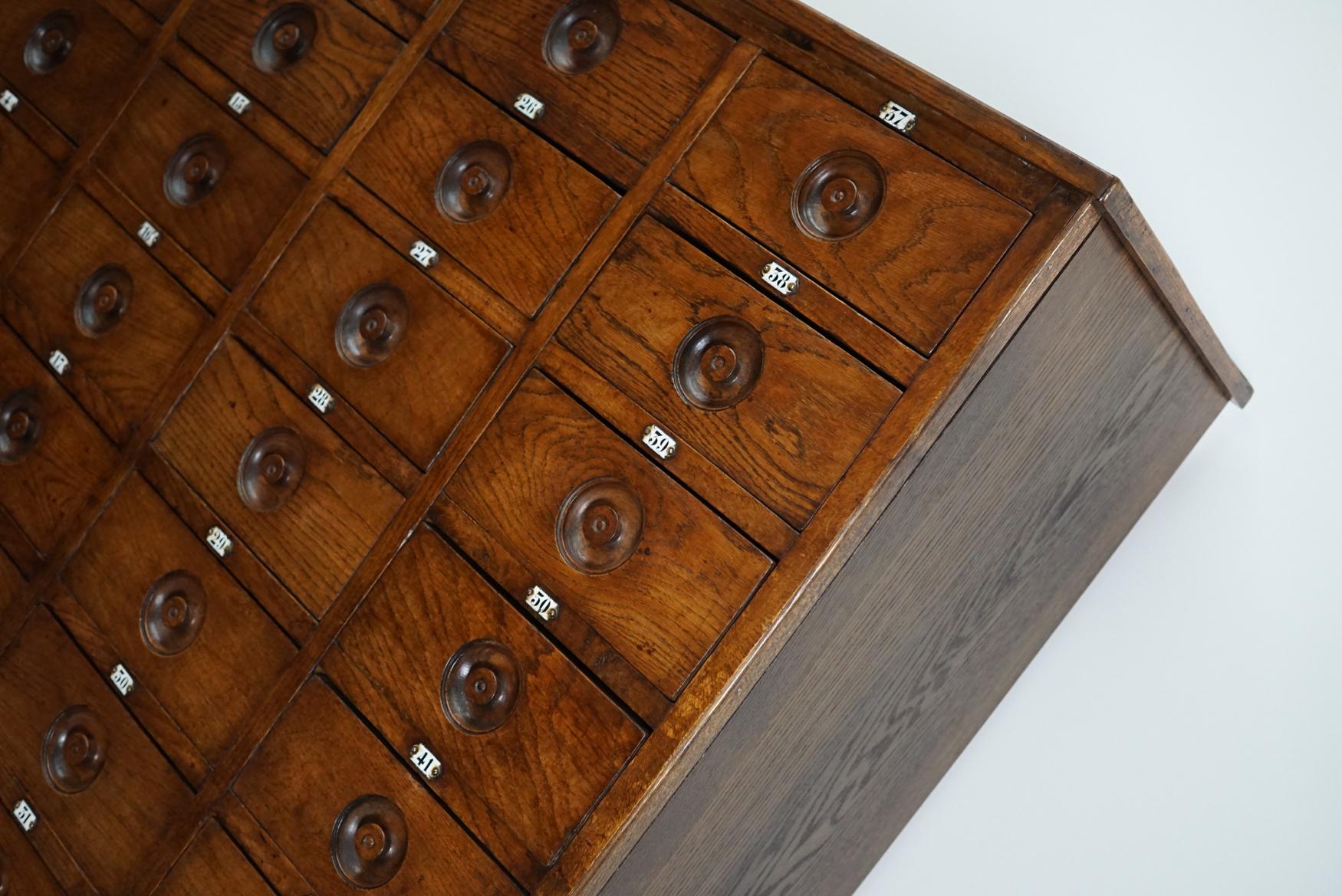 Industrial Large English Oak Apothecary Cabinet, 1920s