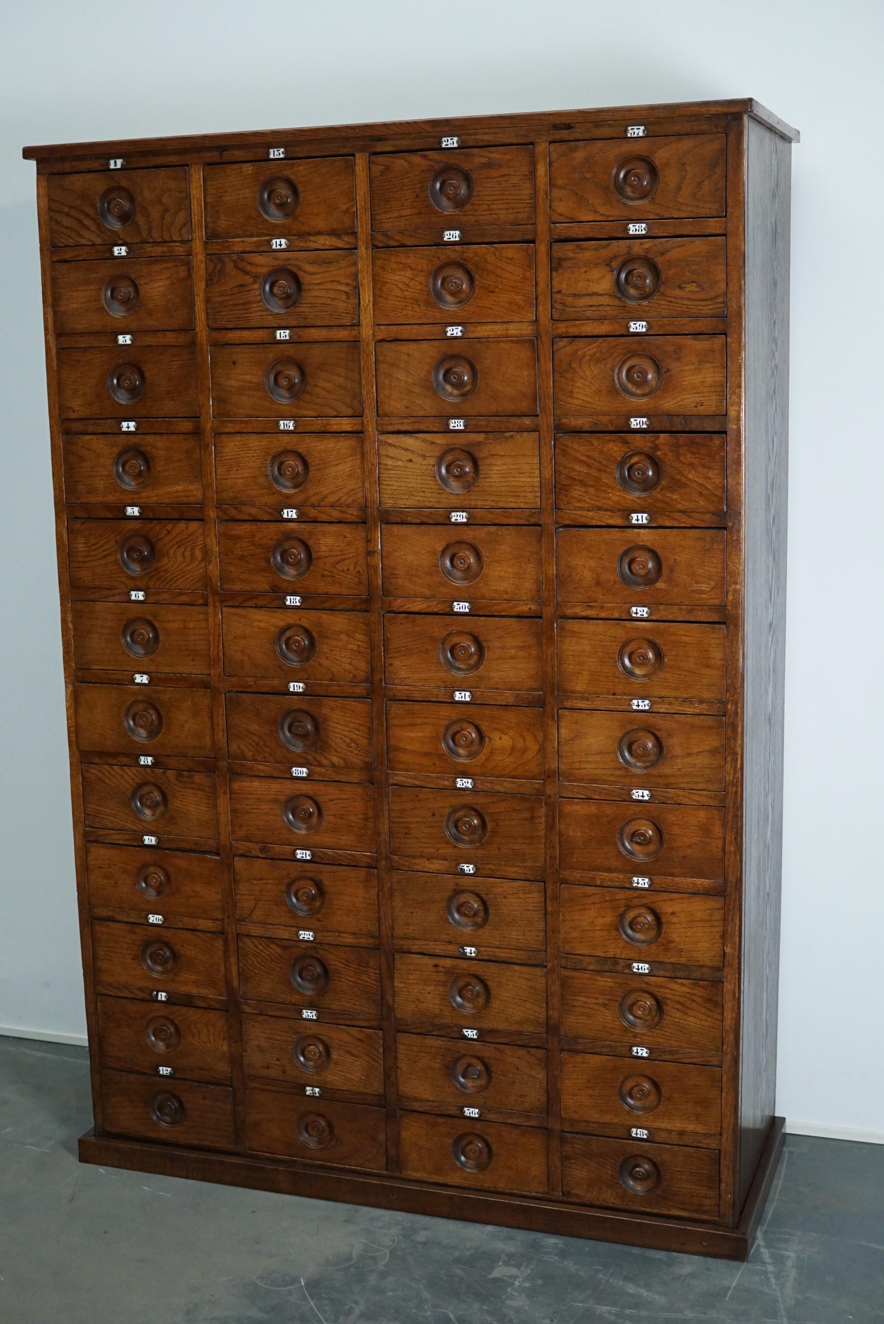 British Large English Oak Apothecary Cabinet, 1920s
