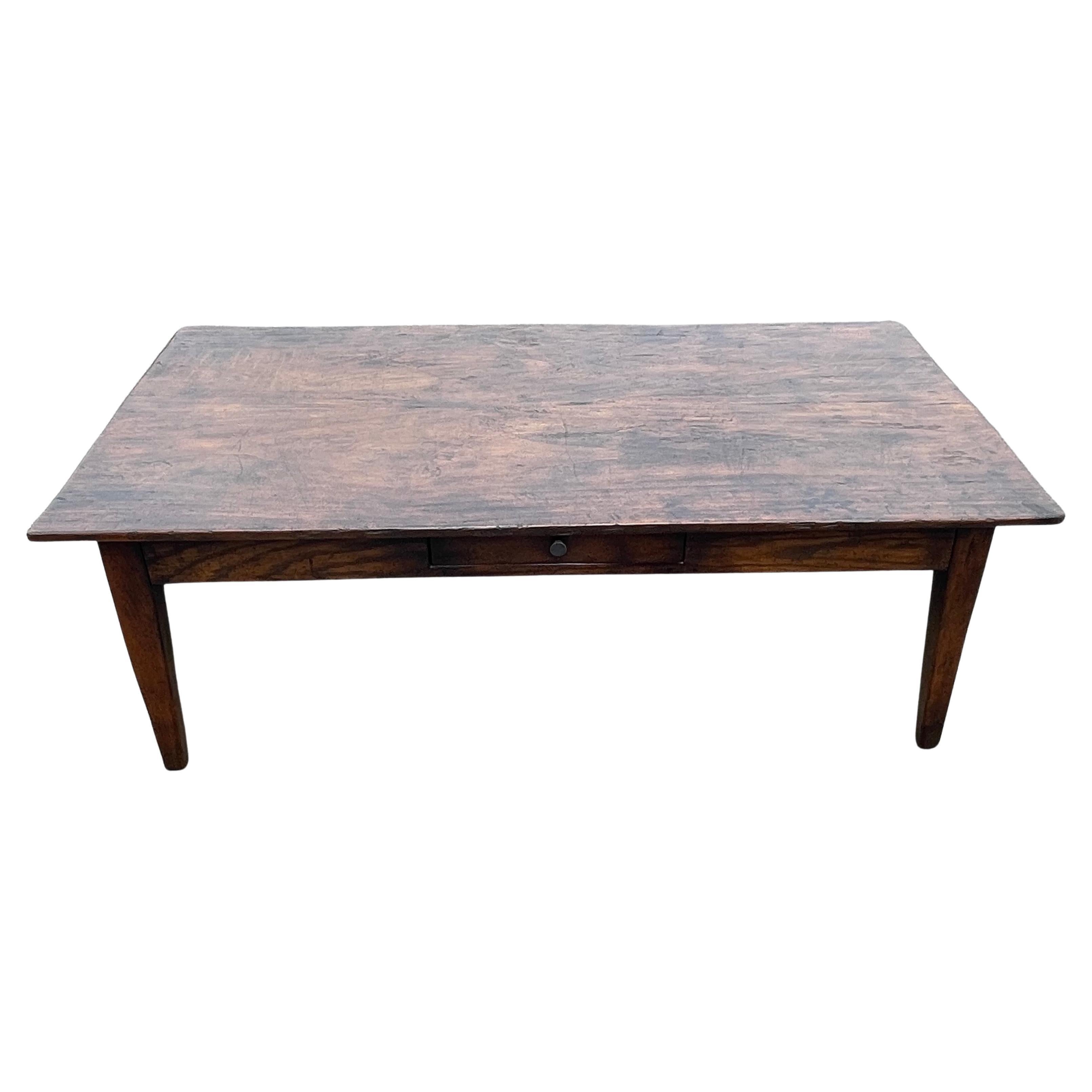 Large English Oak Coffee Table with Single Drawer