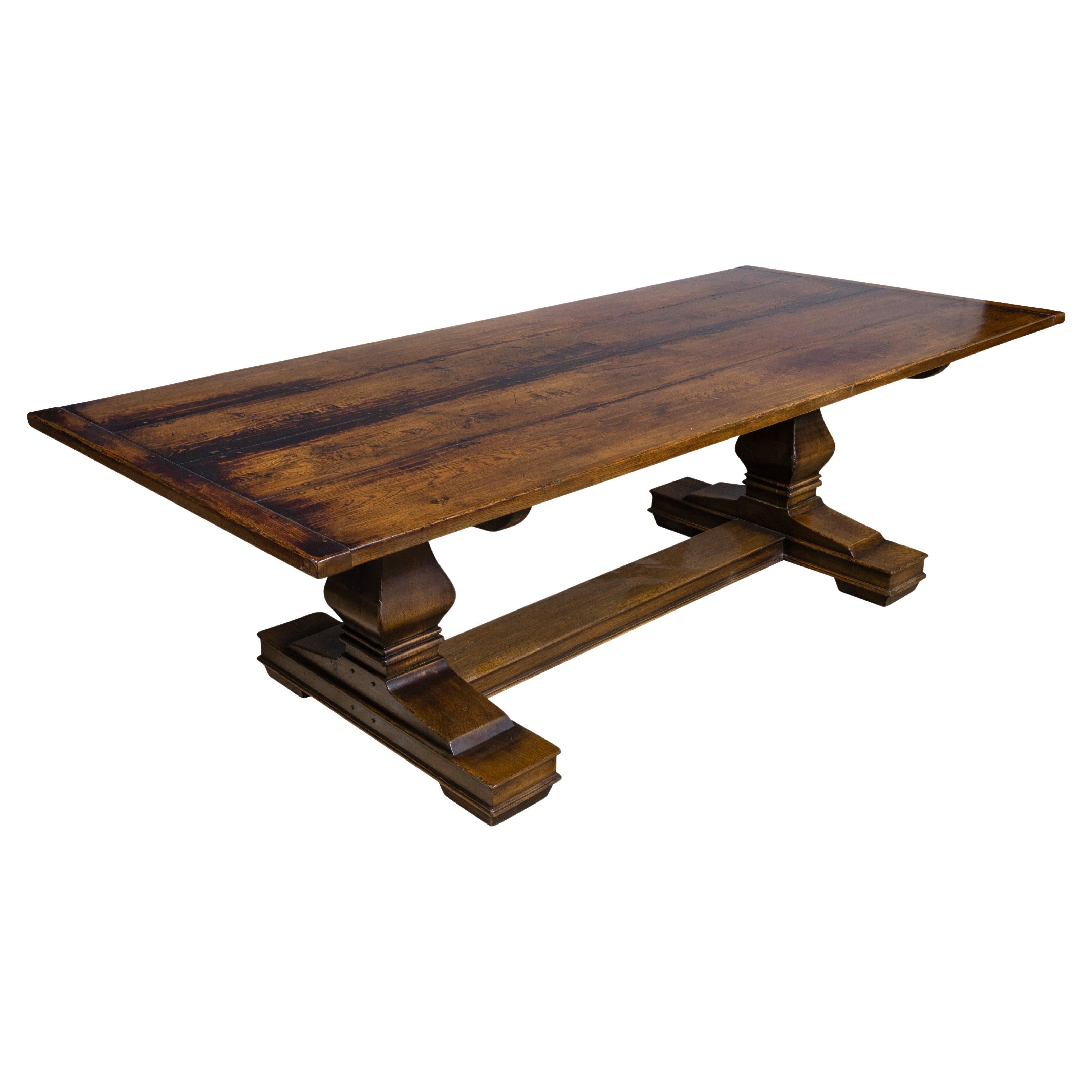 Large English Oak Dining Table, Extension with Leaves, Circa 1900 For Sale