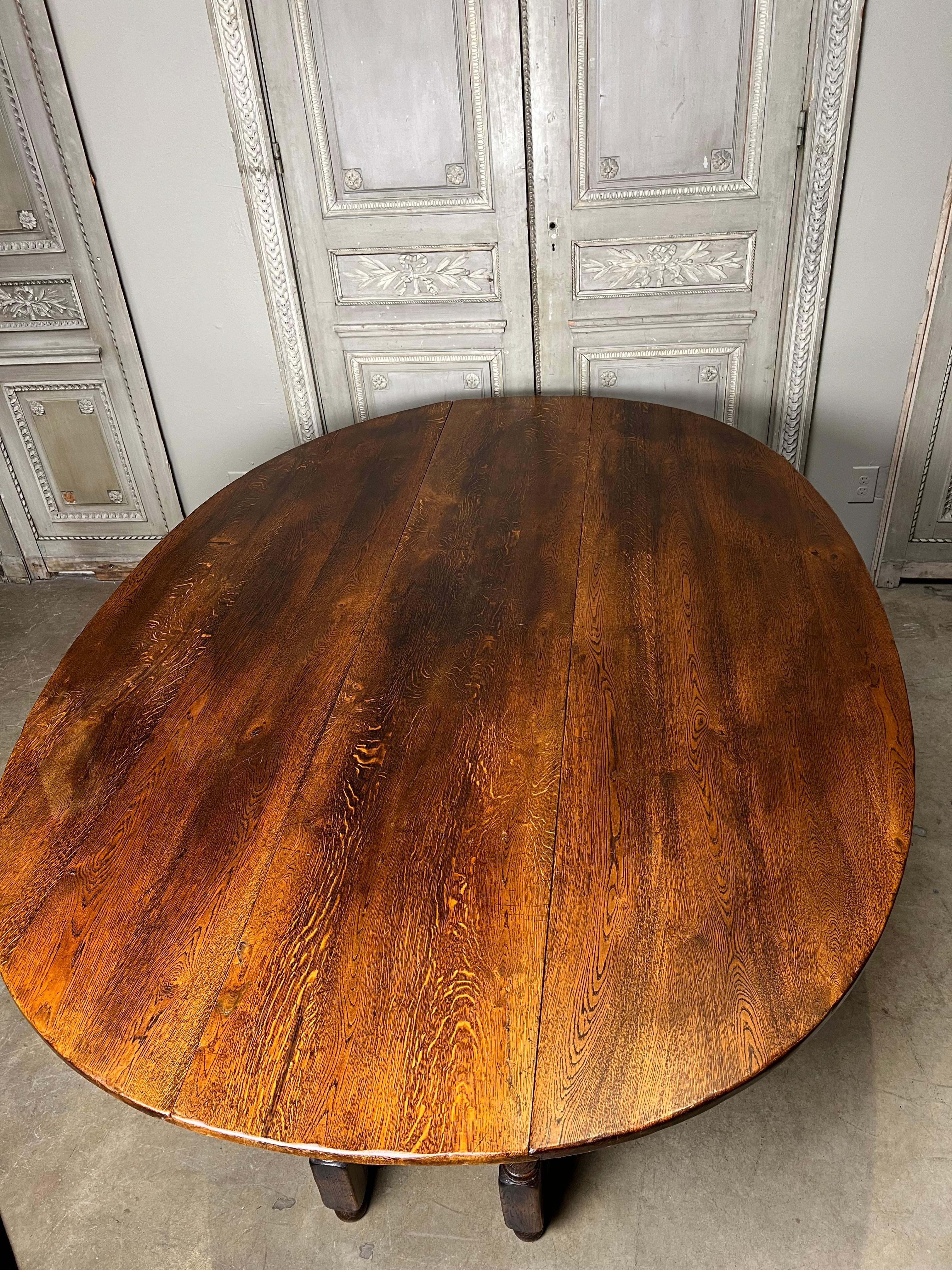 Grande table de salle à manger à abattant en Oak Oak en vente 5